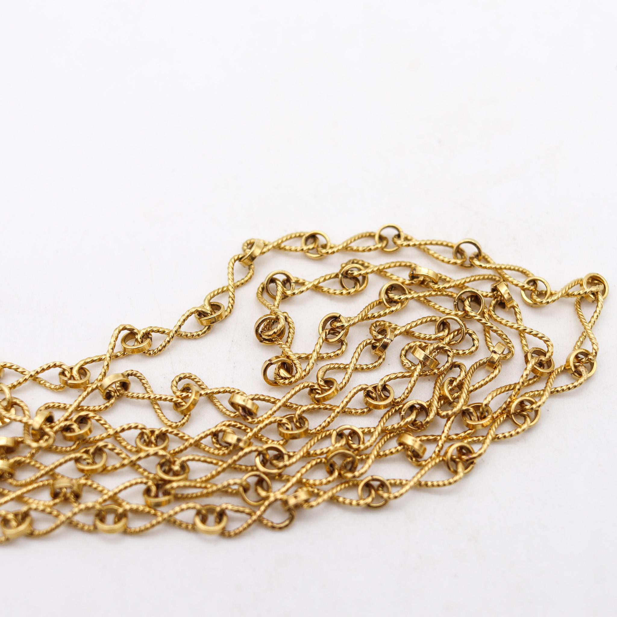 Women's or Men's Alessi Domenico 1970 Retro Modern Twisted Long Chain In Solid 18Kt Yellow Gold For Sale