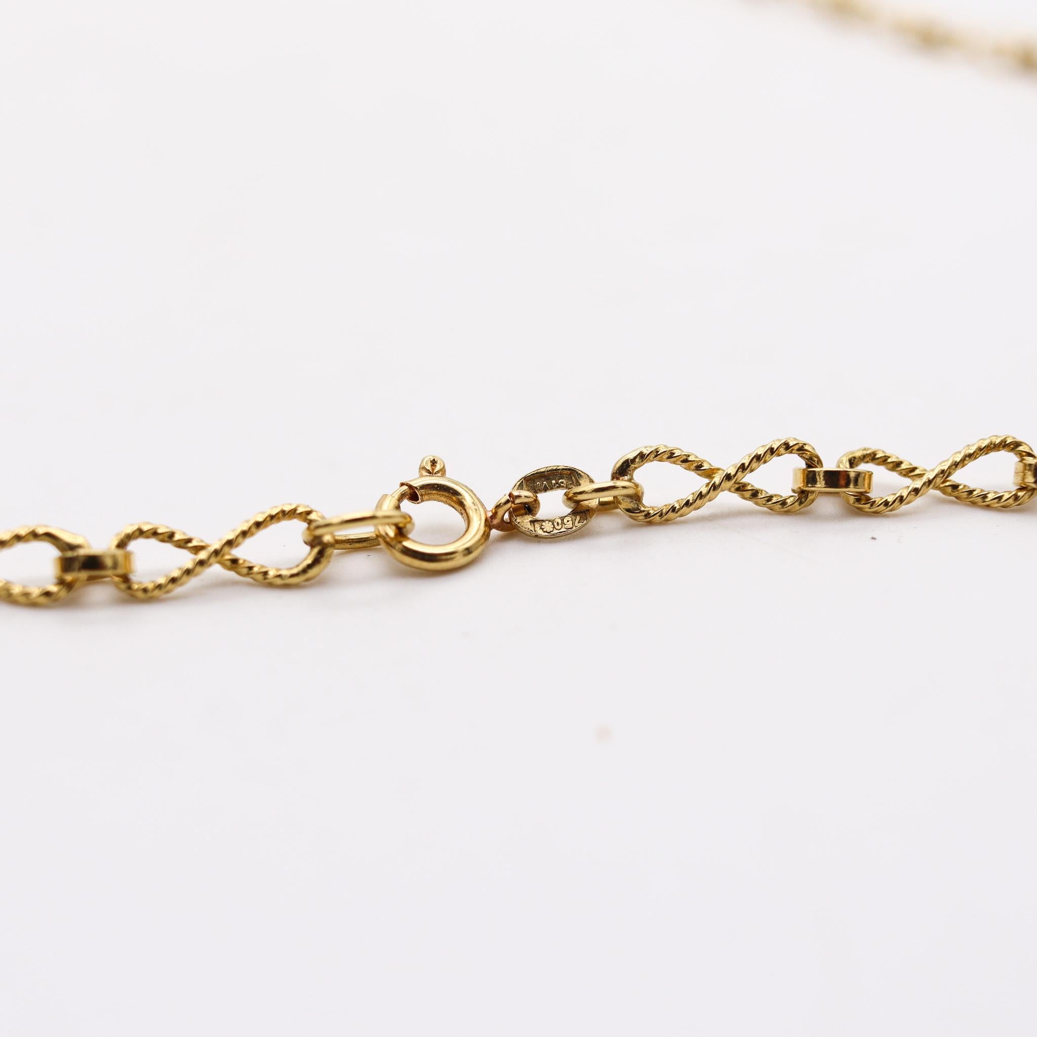 Alessi Domenico 1970 Retro Modern Twisted Long Chain In Solid 18Kt Yellow Gold For Sale 1