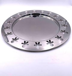Alessi Girotondo Round Polished Stainless Steel Tray Postmodern