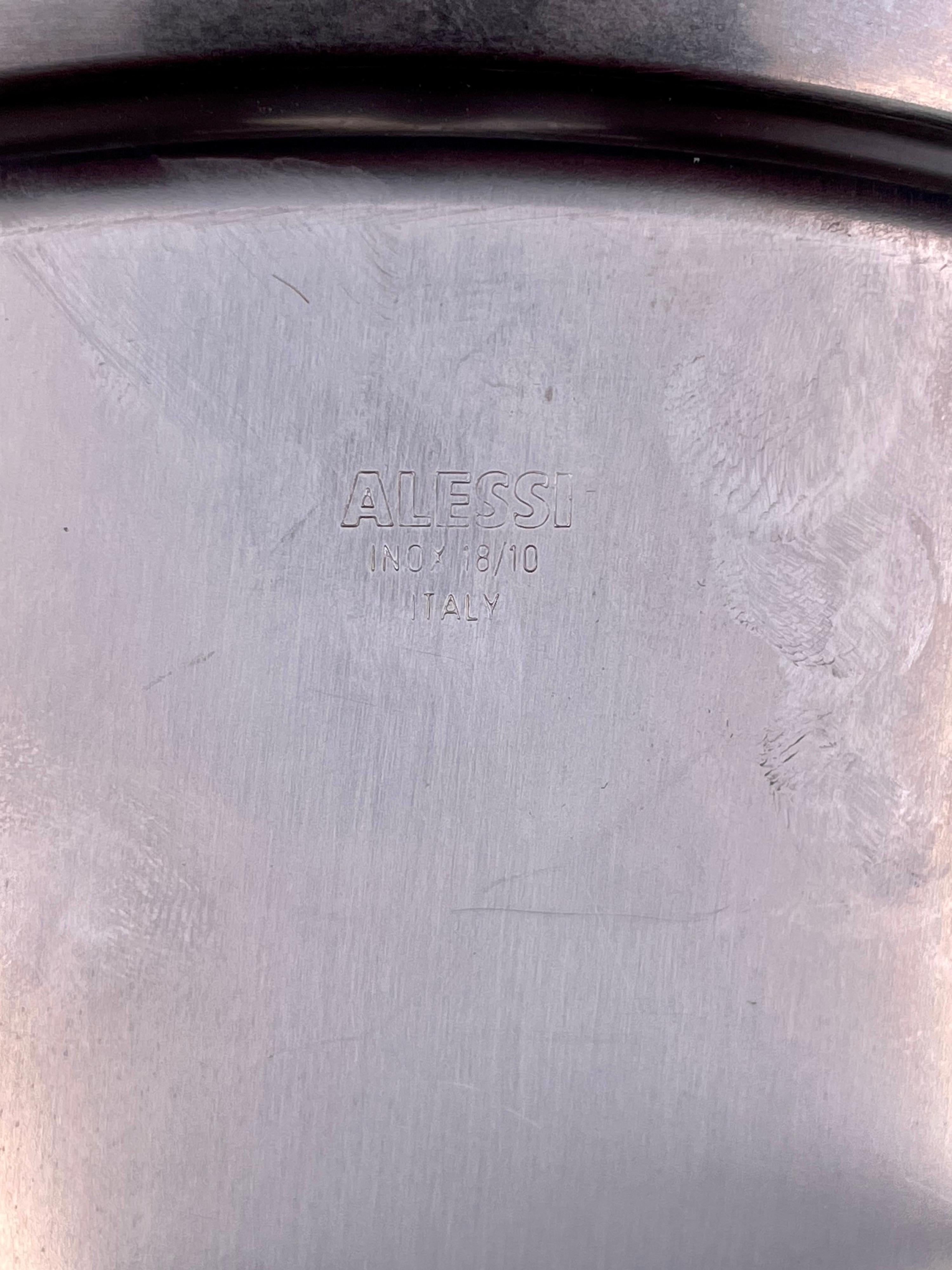 Alessi Girotondo Round Polished Stainless Steel Tray Postmodern In Excellent Condition In San Diego, CA
