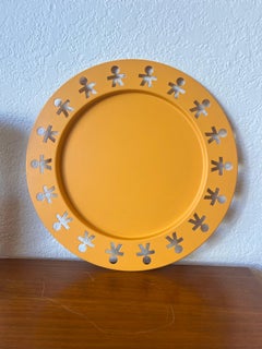 Alessi Girotondo Round Stainless Steel Tray Postmodern in Yellow