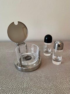 Alessi Italian Glass and Stainless Sugar Salt Pepper Set