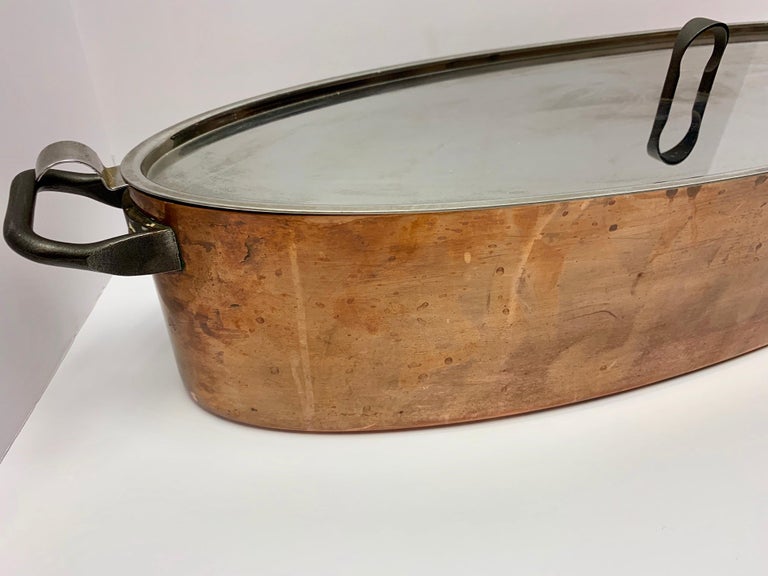 Alessi Italy Richard Sapper Designed Fish Poacher Copper Pot with Rack