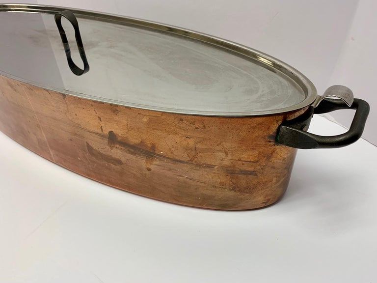 Alessi Italy Richard Sapper Designed Fish Poacher Copper Pot with Rack