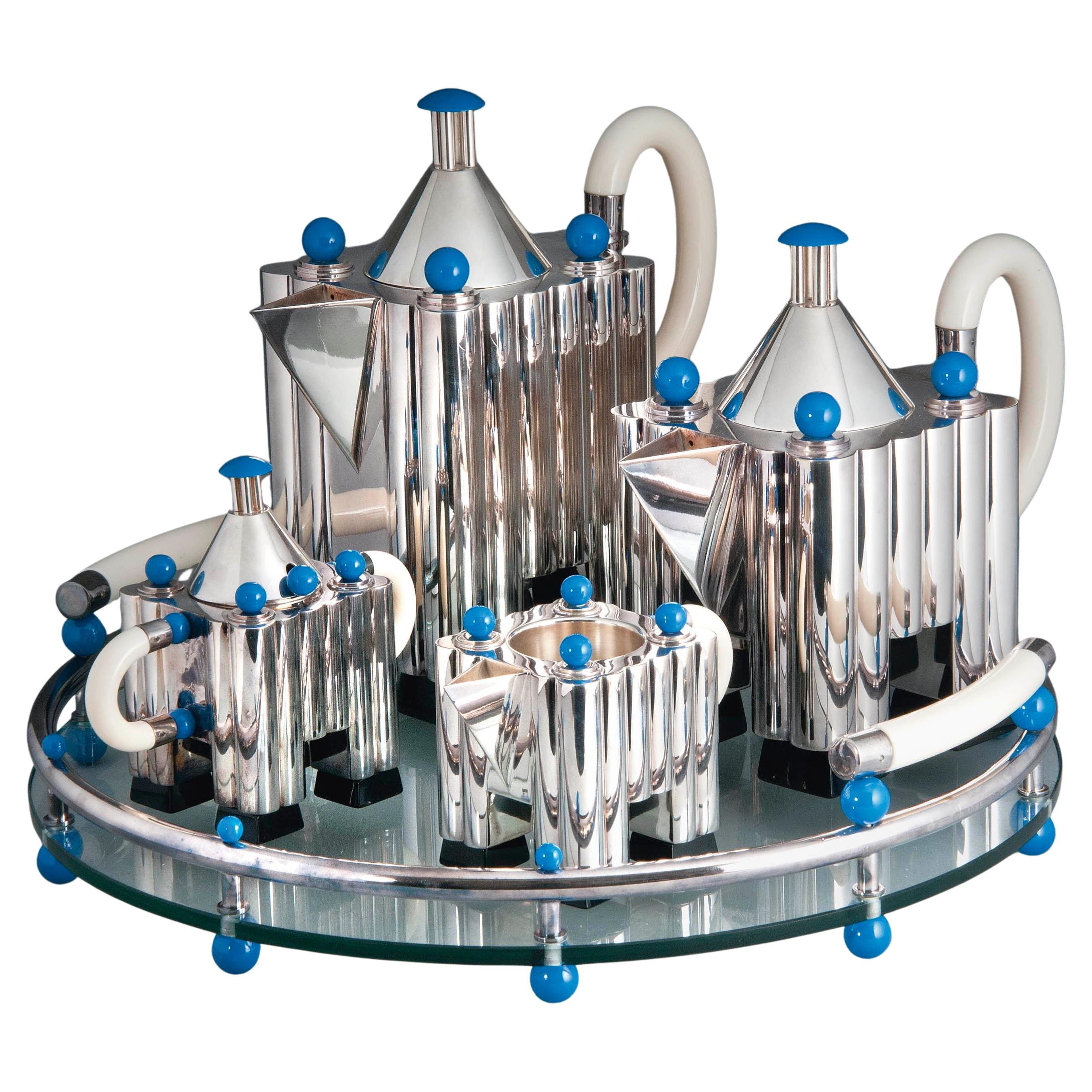 ALESSI Michael Graves Tee & Kaffee Piazza mit Tablett / Italienisches Silber im Angebot