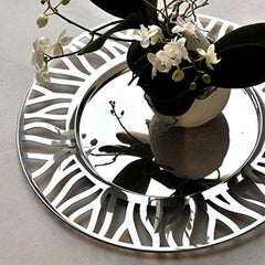 Alessi Round Polished Stainless Steel Tray Postmodern