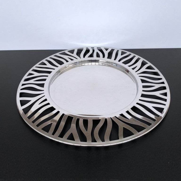 Plateau Rond Alessi Ethno – Acier Inoxydable Argenté