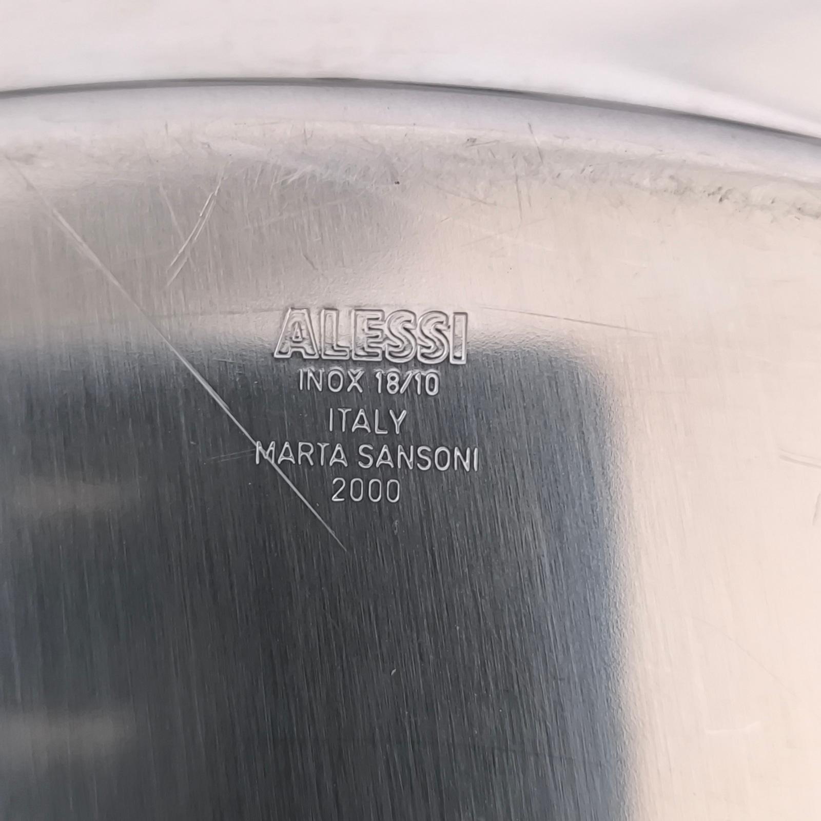 Acier inoxydable Alessi Plateau rond en acier inoxydable poli Postmoderne en vente
