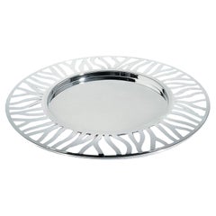 Used Alessi Round Polished Stainless Steel Tray Postmodern