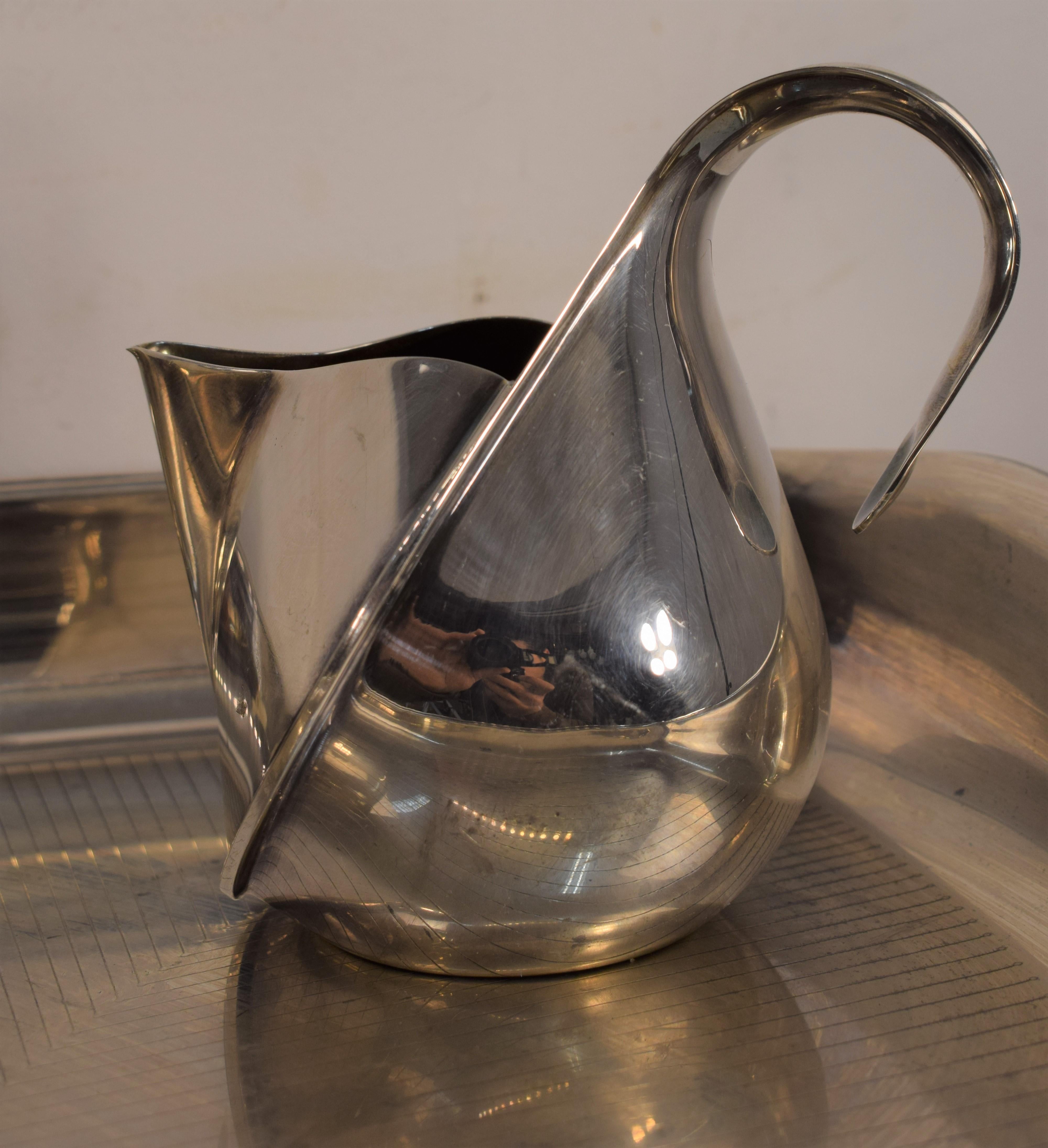 Alessi Silver Wet Steel Tea Set Oronda “Oscar Tusquets”, 1983. 3