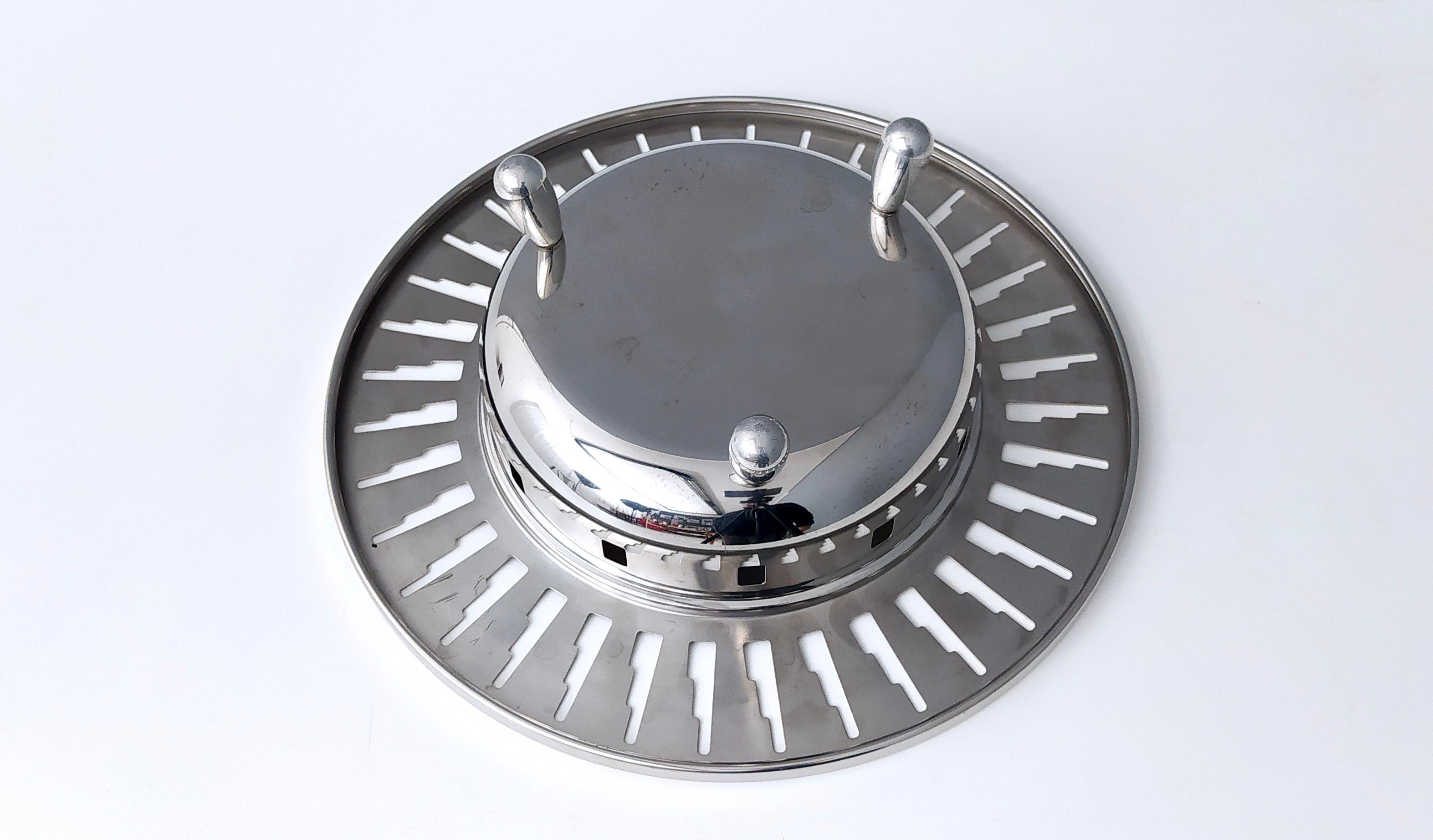 Alessi Stainless Steel Cutout Skyscraper Footed Bowl or Centerpiece, Italy 1990s For Sale 1