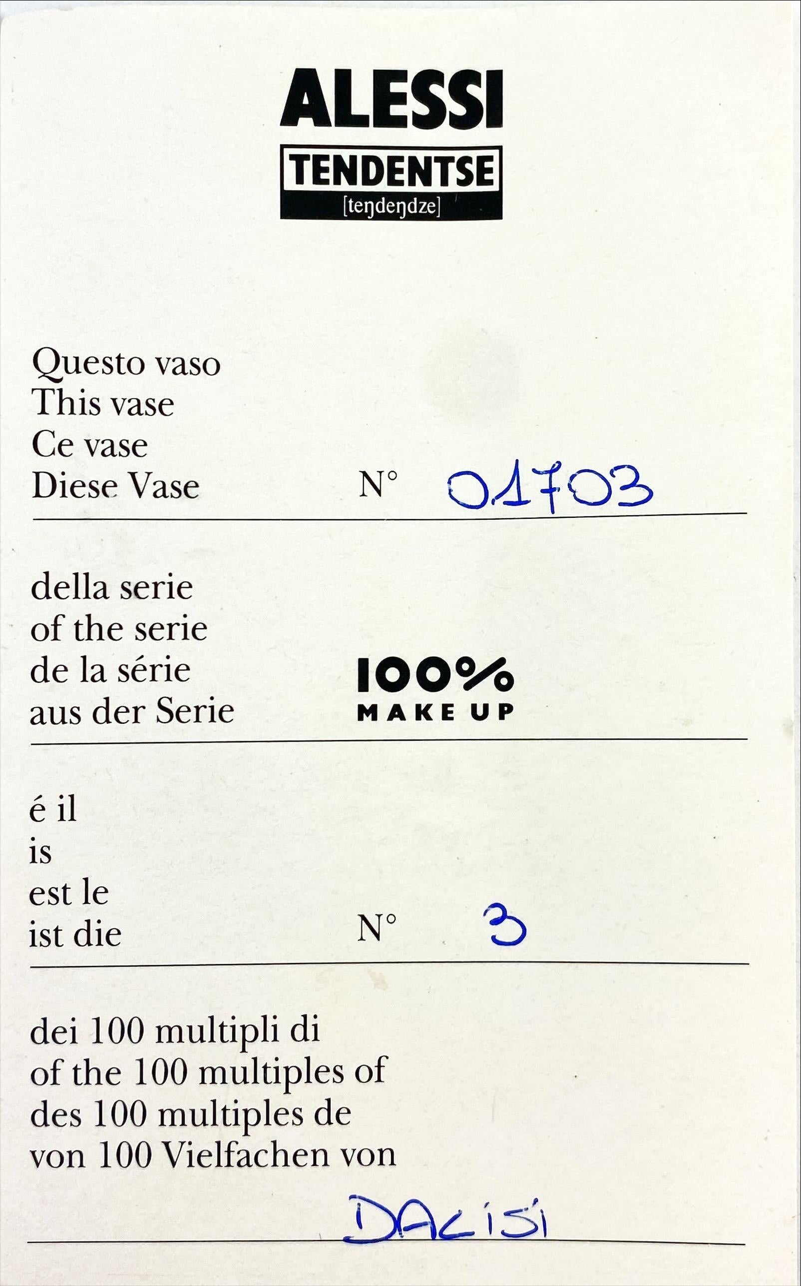 Alessi Tendentse-Vase von Riccardo Dalisi für Alessandro Mendini 100% Make-up N18 im Angebot 3