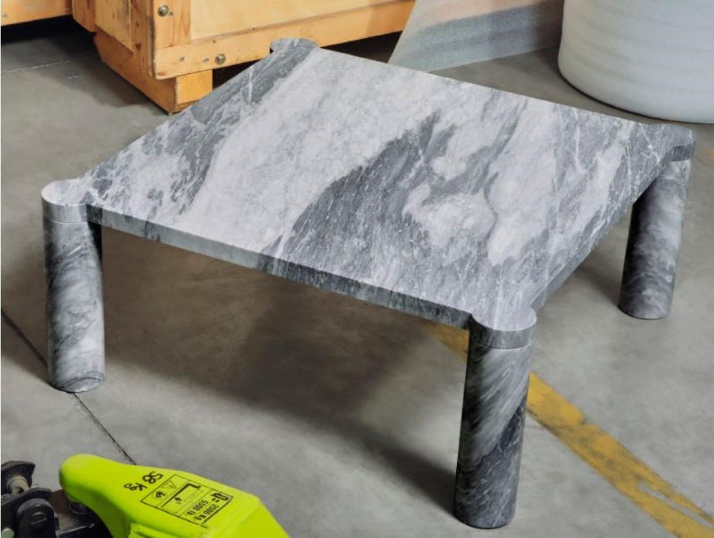 Alessio 80 Coffee Table by Agglomerati
Dimensions: D 80 x W 80 x H 33 cm.
Materials: Bardiglio Nuvolato Marble.
Available in other stones. Please contact us.

Alessio is a square coffee table enclosed by four cylindrical legs which sit seamlessly