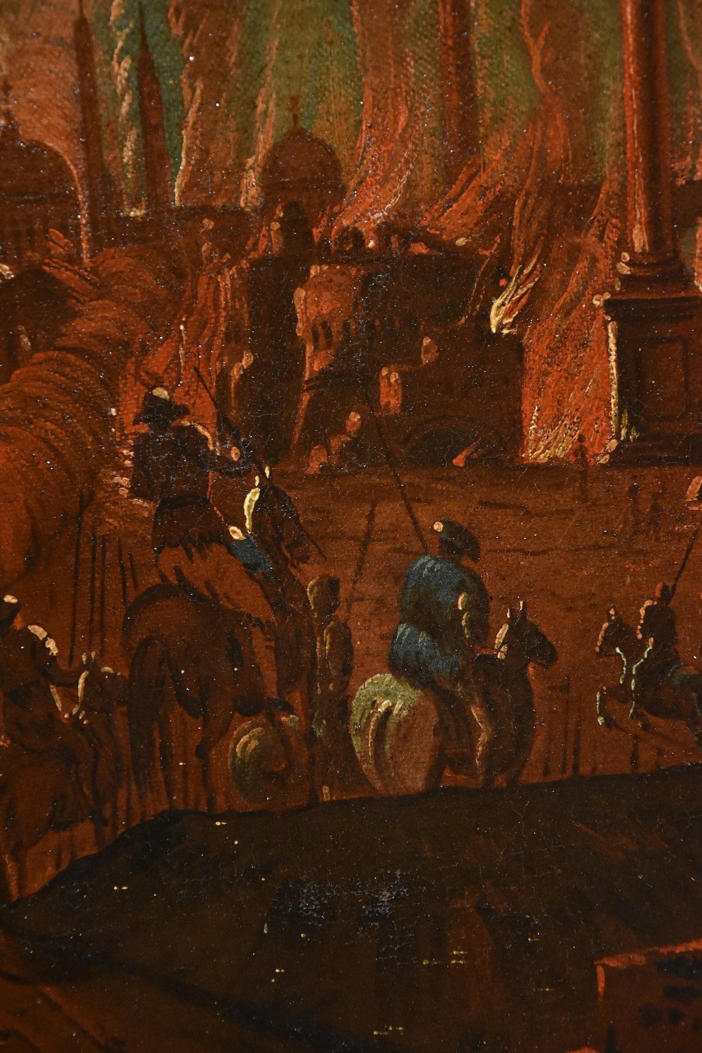 Trojan Landscape De Marchis Old master 18th Century Paint Oil on canvas Italy 5