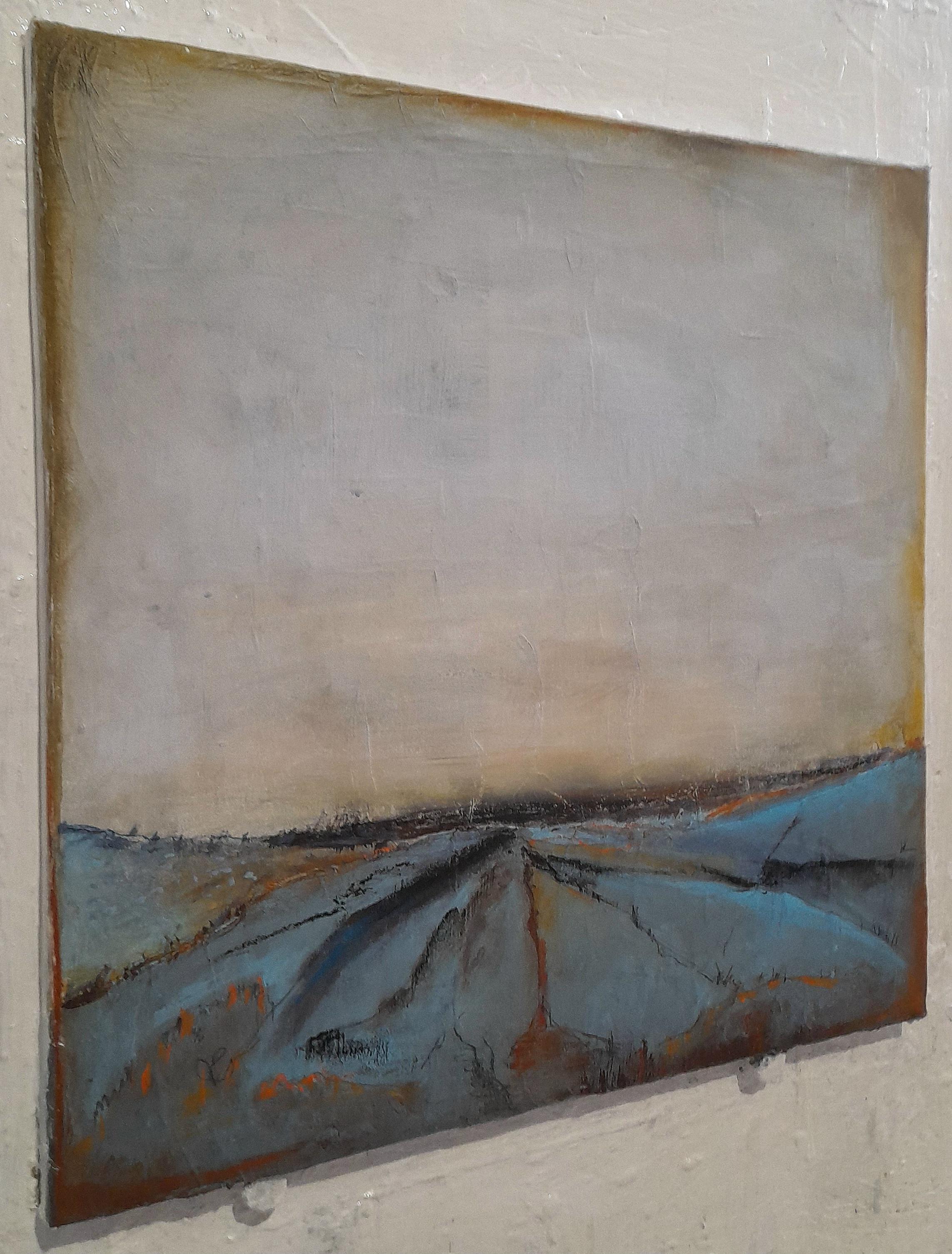 Paesaggio blu - Pittura astratta di paesaggio - Painting Contemporaneo di Alessio Mariotto