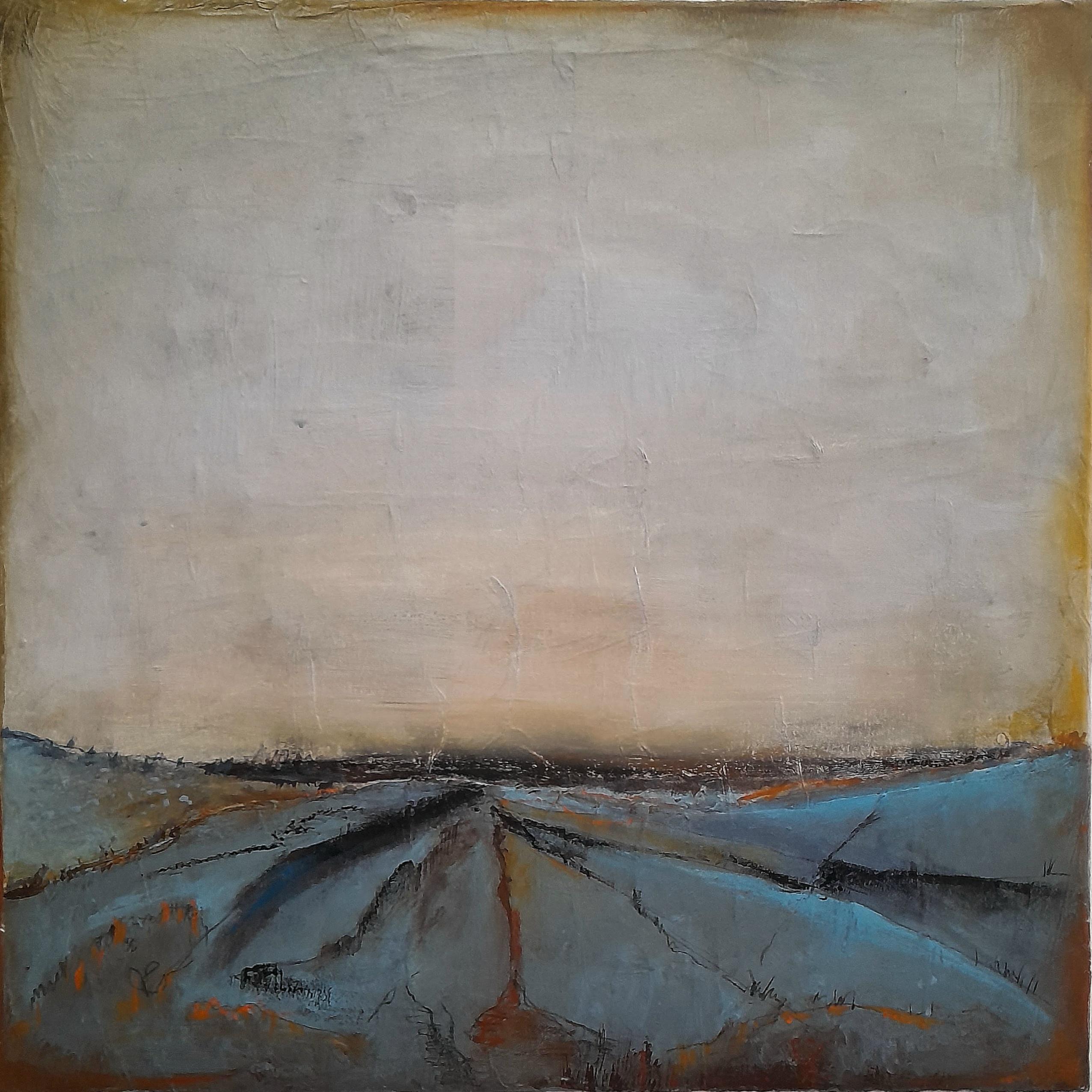 Landscape Painting di Alessio Mariotto - Paesaggio blu - Pittura astratta di paesaggio