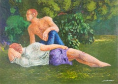 Couple at the Park - Paint by Alessio Paternesi - 1990s
