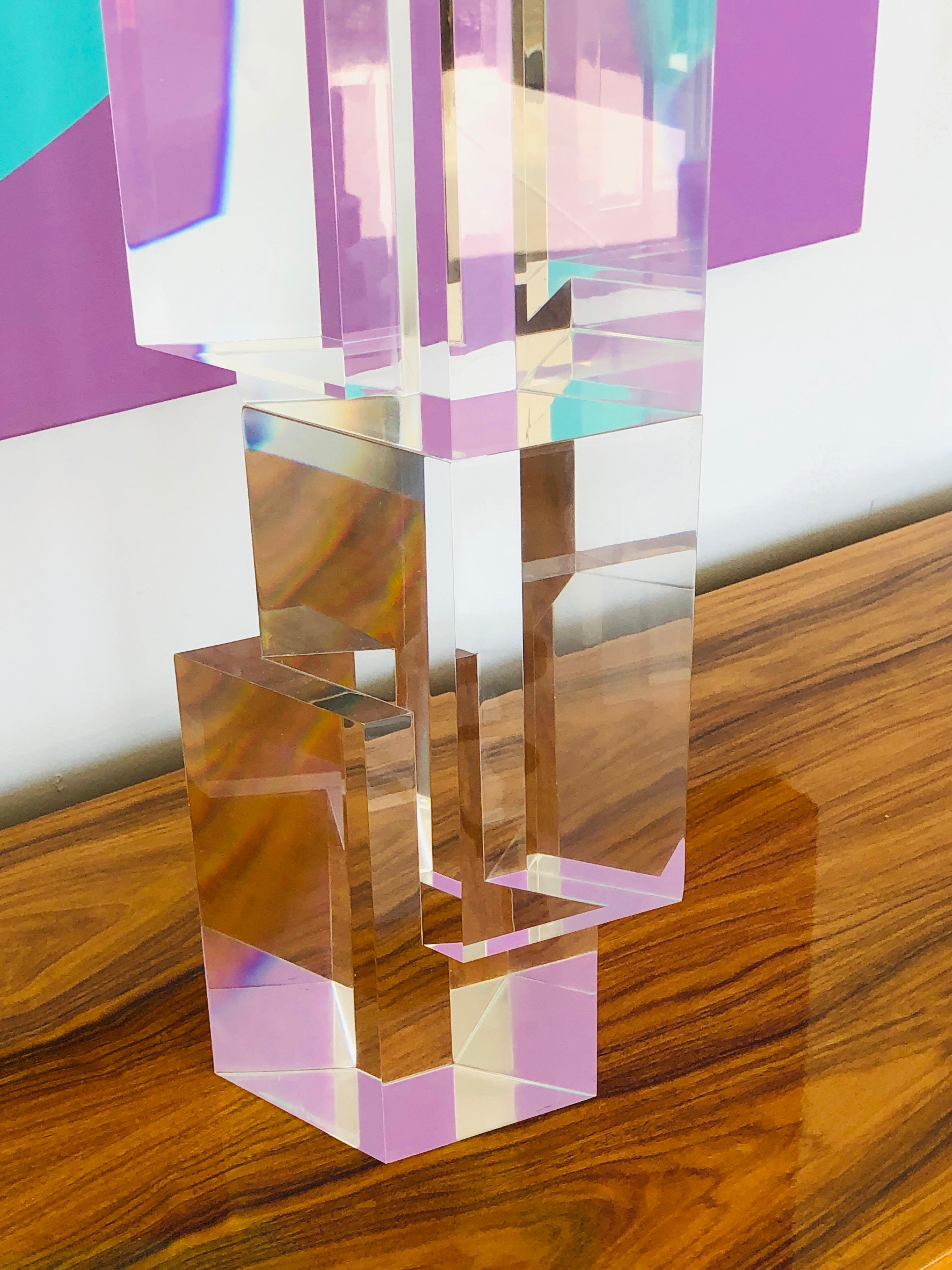 Alessio Tasca Escultura interactiva geométrica de Lucite de 3 piezas 7