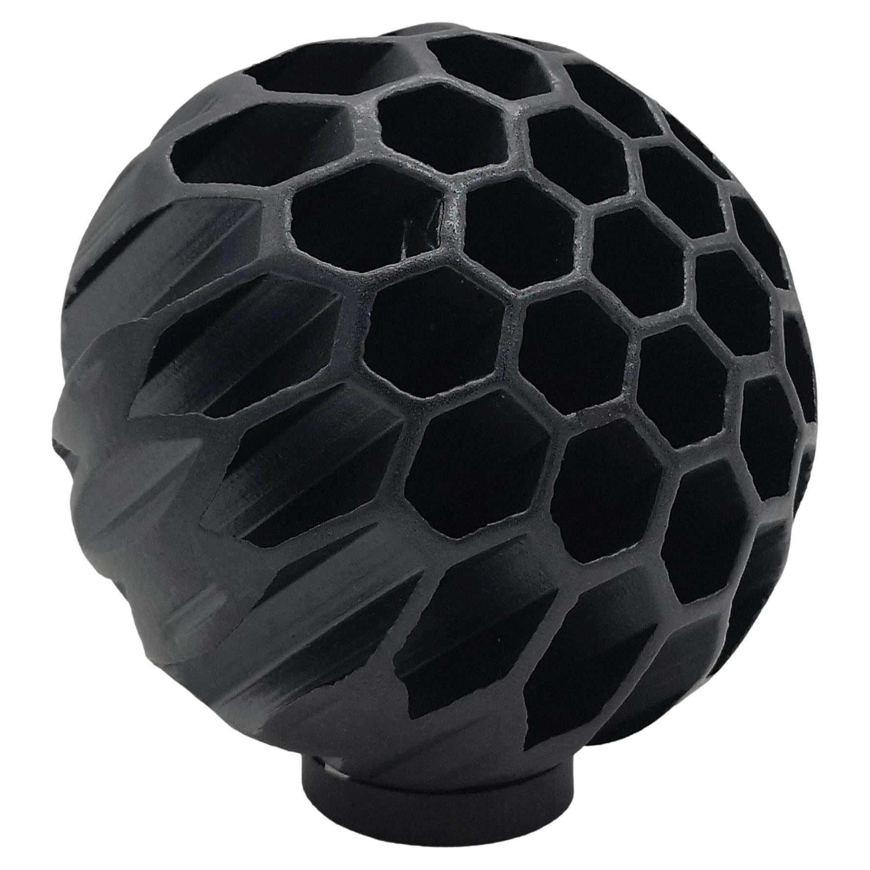 Alessio Tasca Anthracite Ceramic Sphere Sculpture, Italy, 1960s For Sale