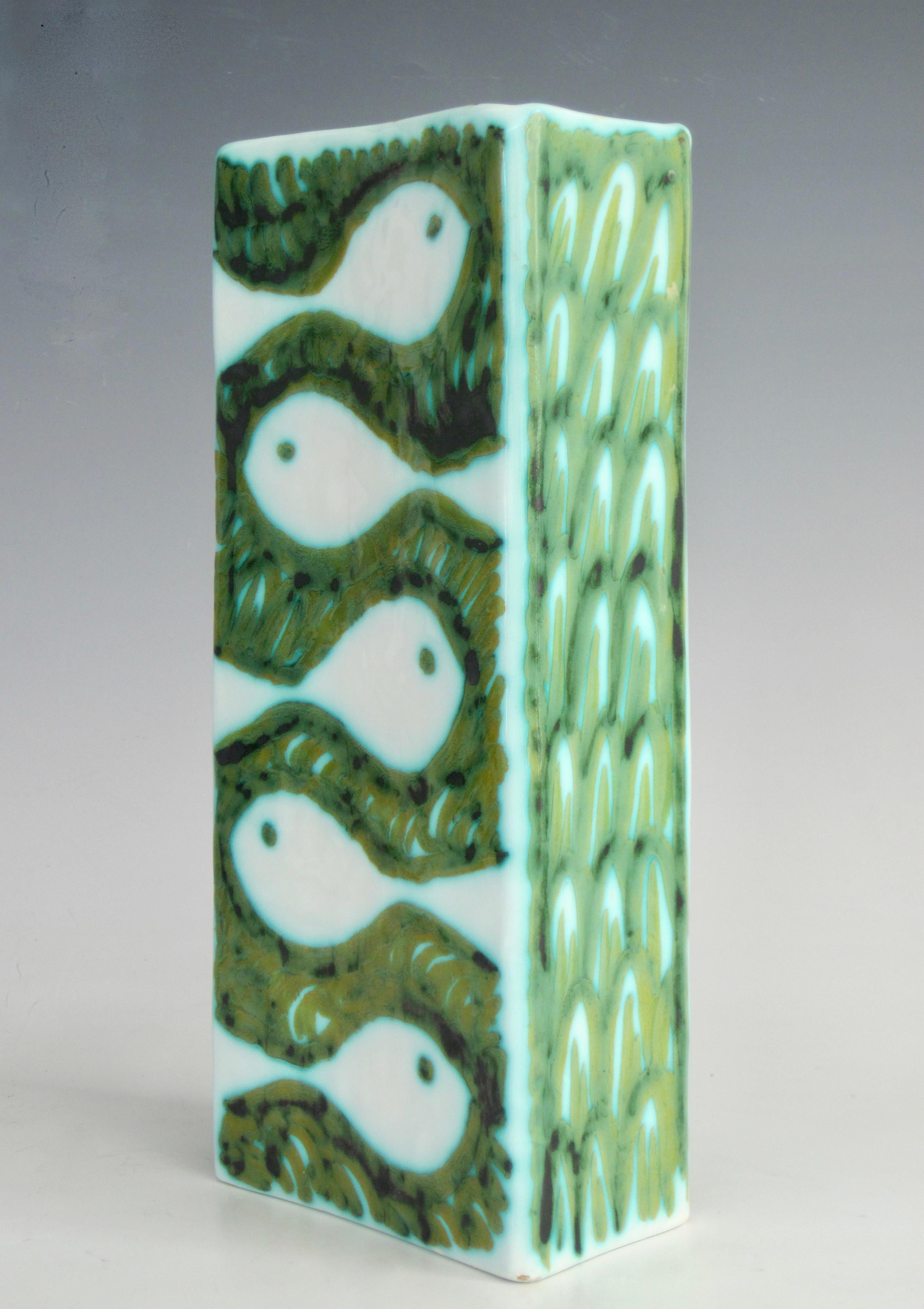 Alessio Tasca für Raymor, doppelseitige rechteckige Keramikvase (Moderne der Mitte des Jahrhunderts) im Angebot