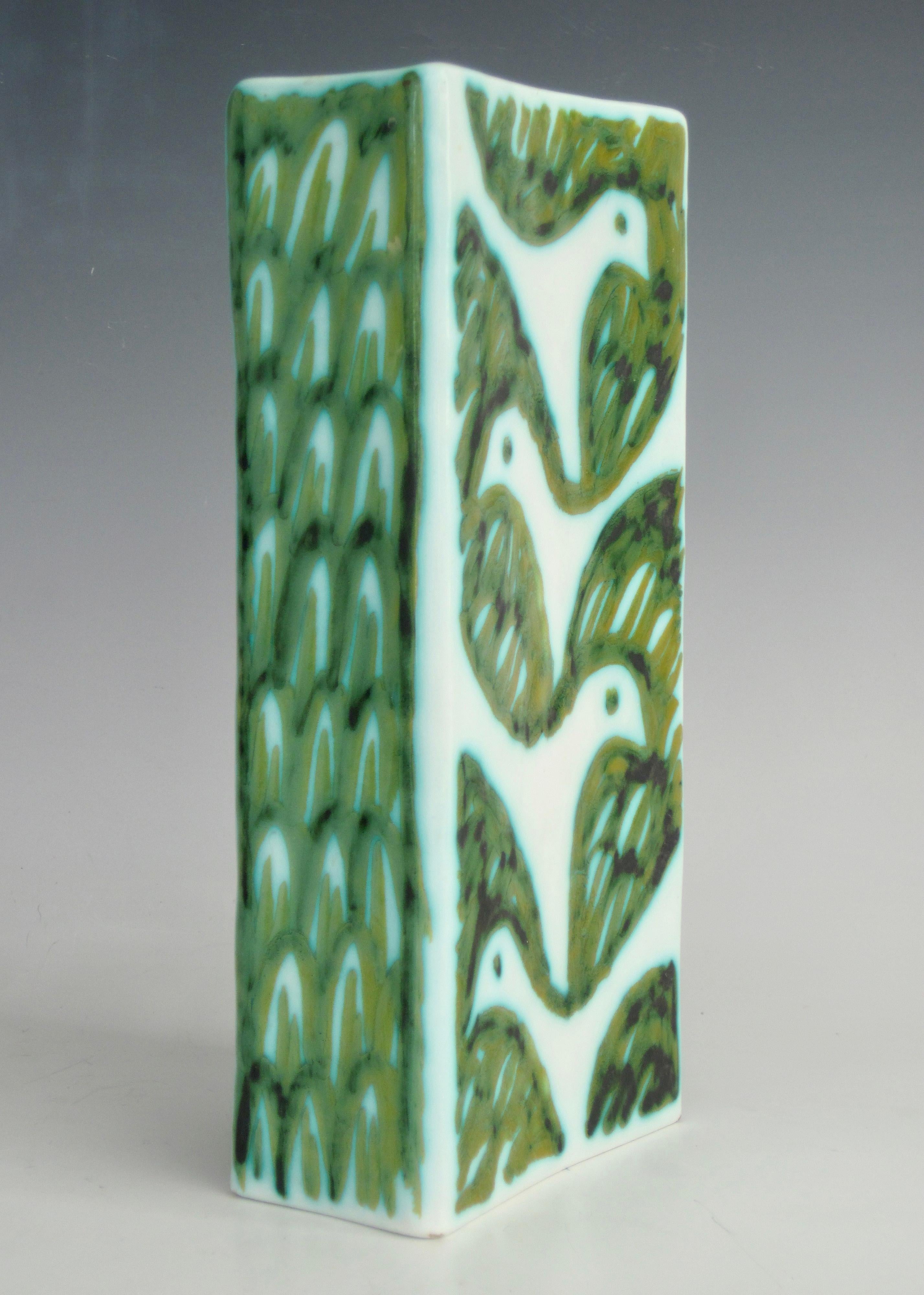 Glazed Alessio Tasca for Raymor Double Sided Rectangular Ceramic Vase For Sale
