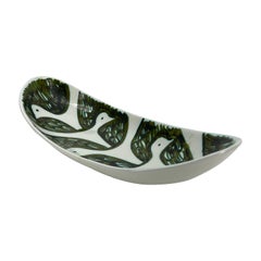 Alessio Tasca Green and White Ceramic Bird Serving Platter Mid-Century Modern