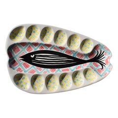 Alessio Tasca Italian Abstract Ceramic Platter of Fish and Oyster Plate