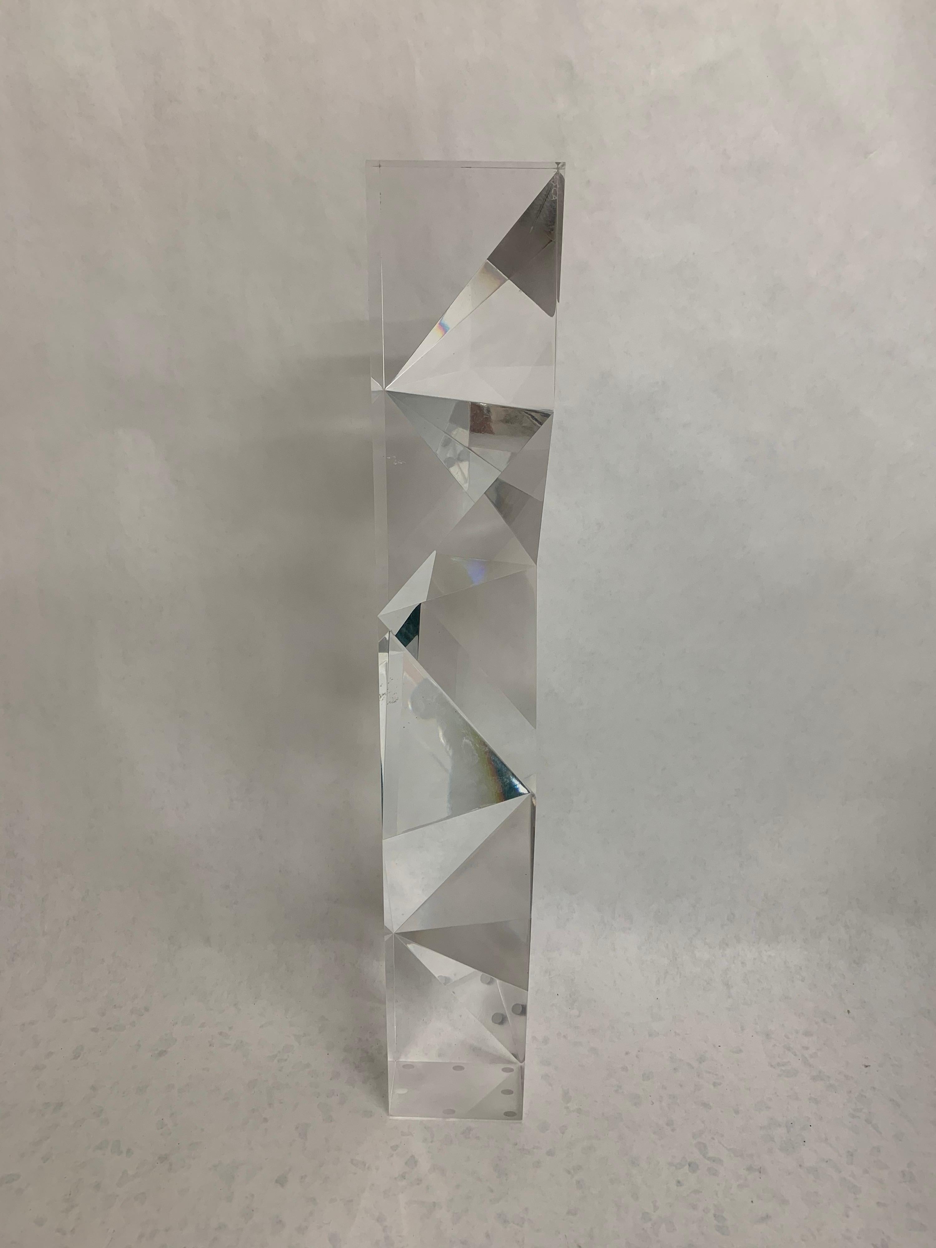 Post-Modern Alessio Tasca Italian Modern Abstract Lucite 'Fusina' Prism Sculpture