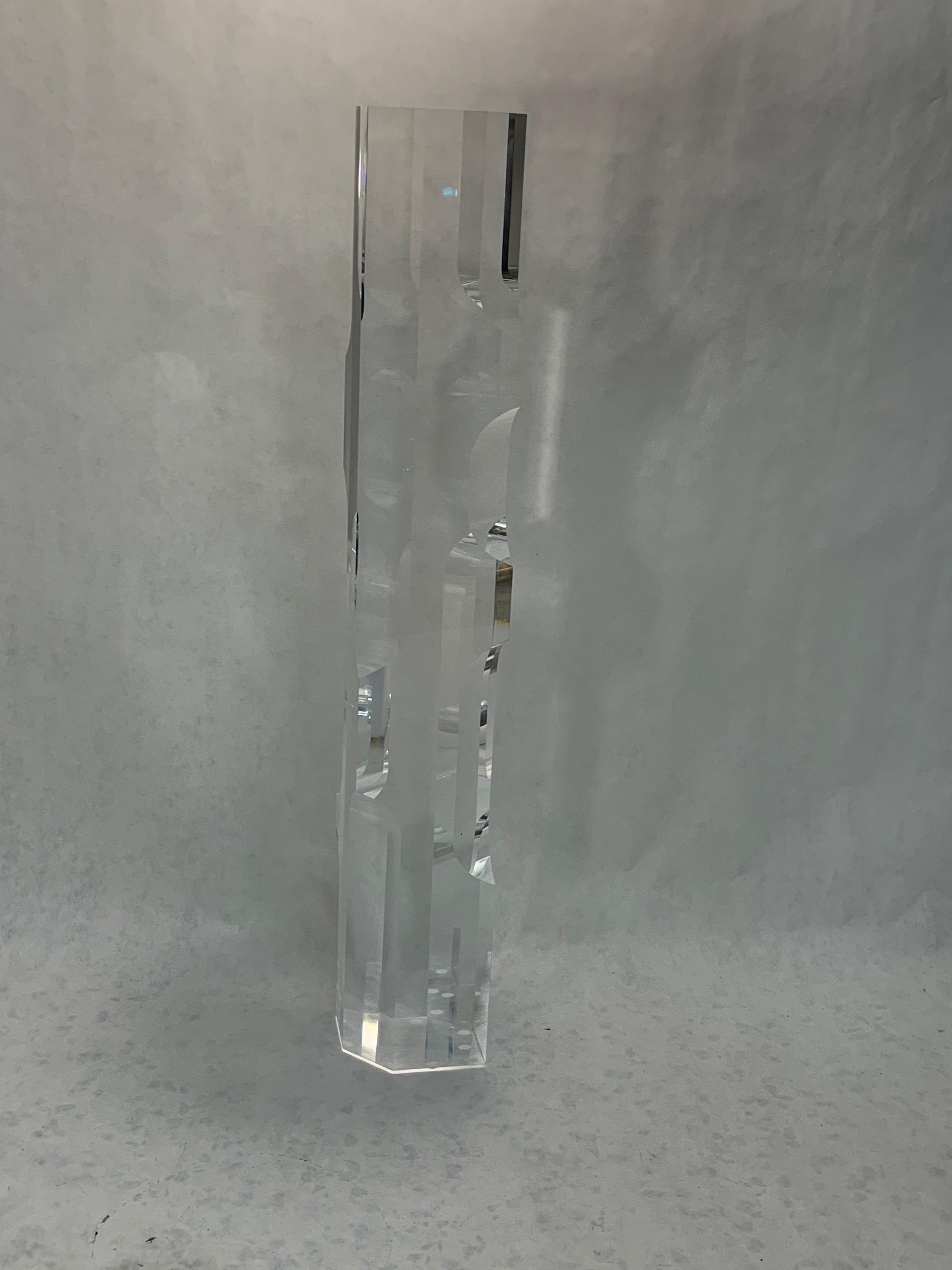 Late 20th Century Alessio Tasca Italian Modern Abstract Lucite 'Fusina' Prism Sculpture