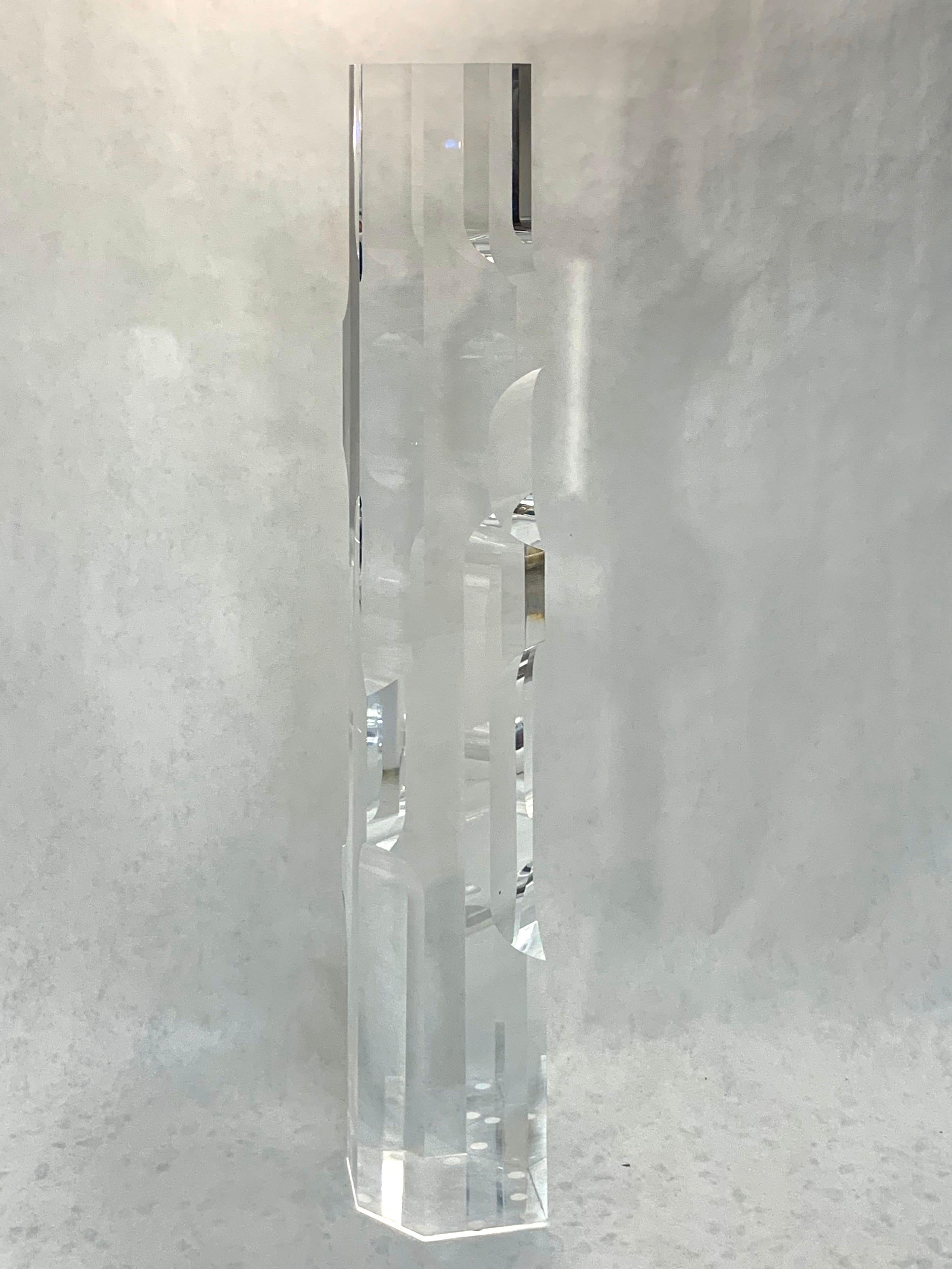 Acrylic Alessio Tasca Italian Modern Abstract Lucite 'Fusina' Prism Sculpture