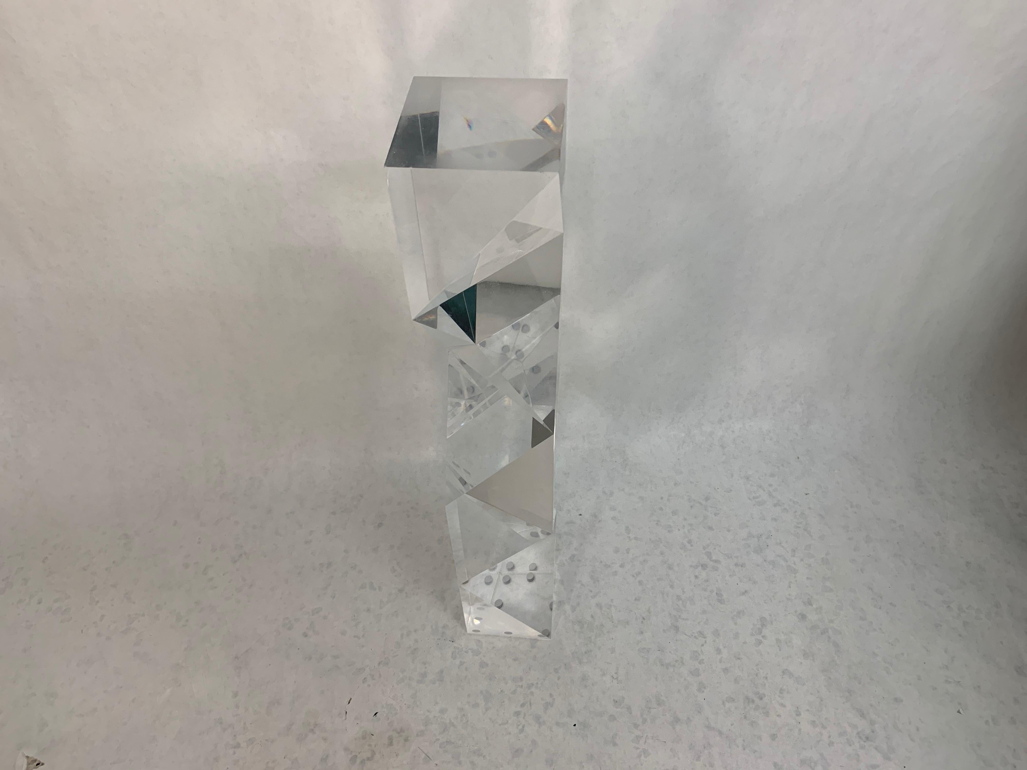 Alessio Tasca Italian Modern Abstract Lucite 'Fusina' Prism Sculpture 1