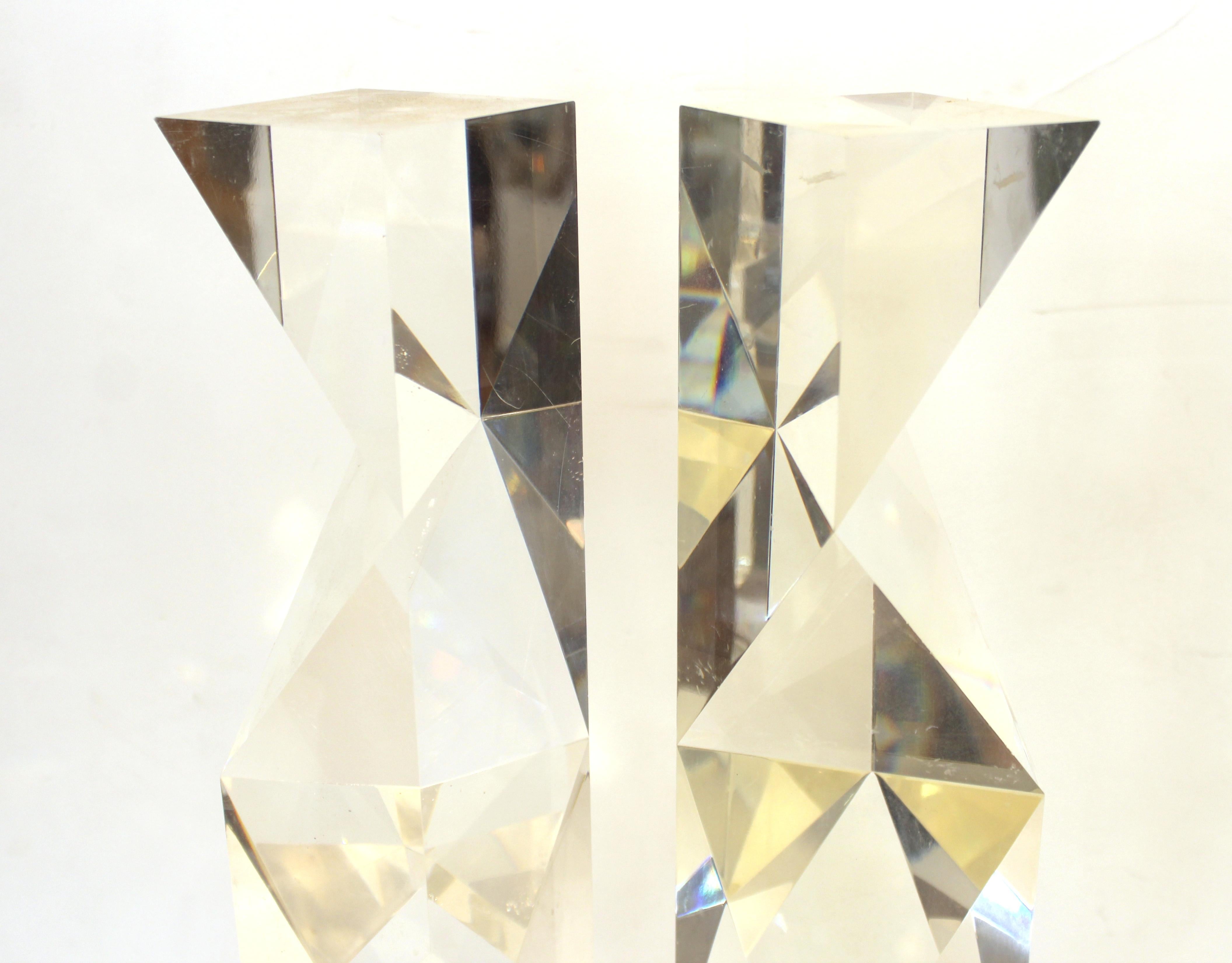 Alessio Tasca Italian Modern Abstract Lucite 'Fusina' Prism Sculptures In Good Condition For Sale In New York, NY