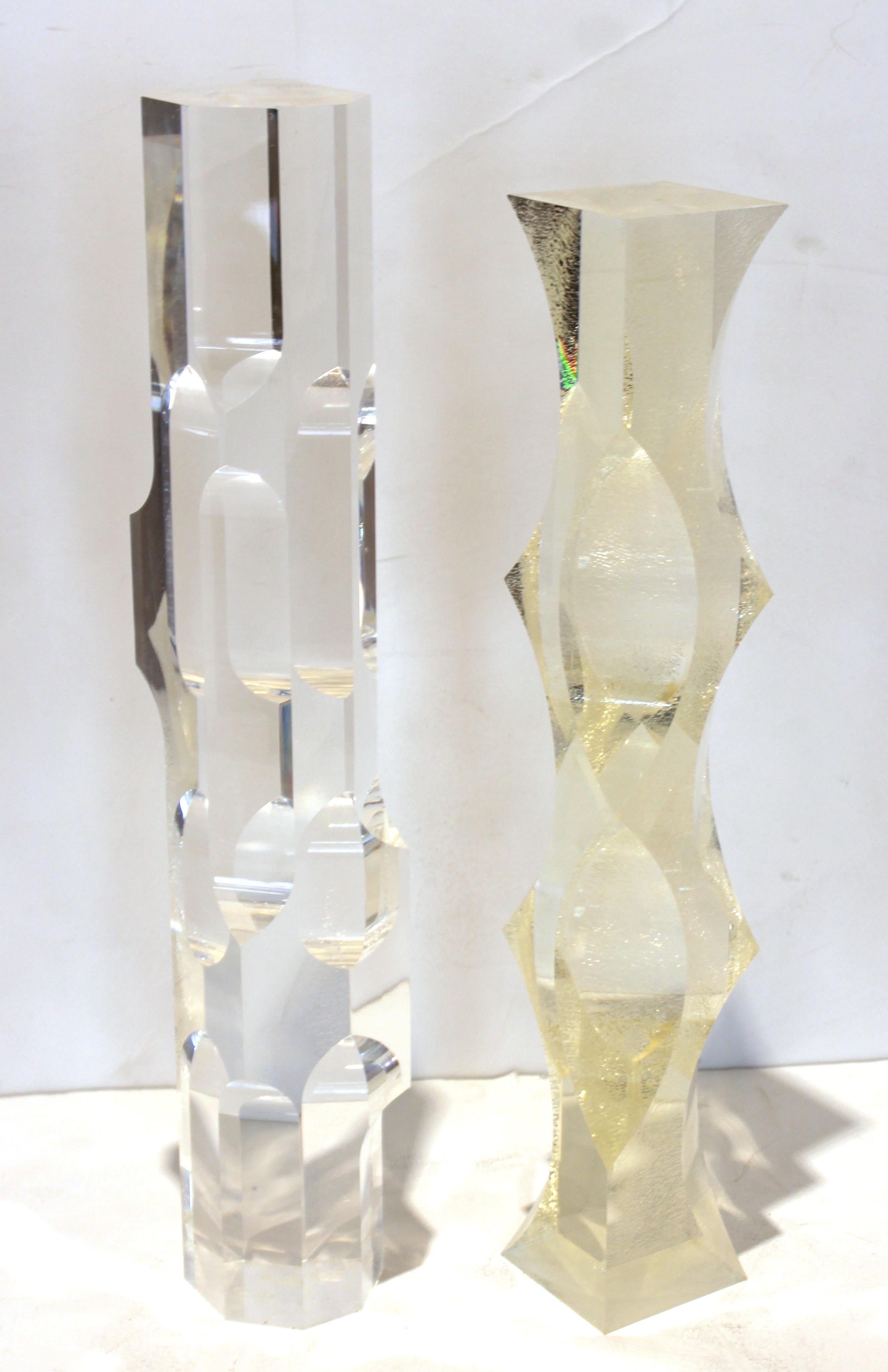 Alessio Tasca Italian Modern Abstract Lucite 'Fusina' Prism Sculptures For Sale 2