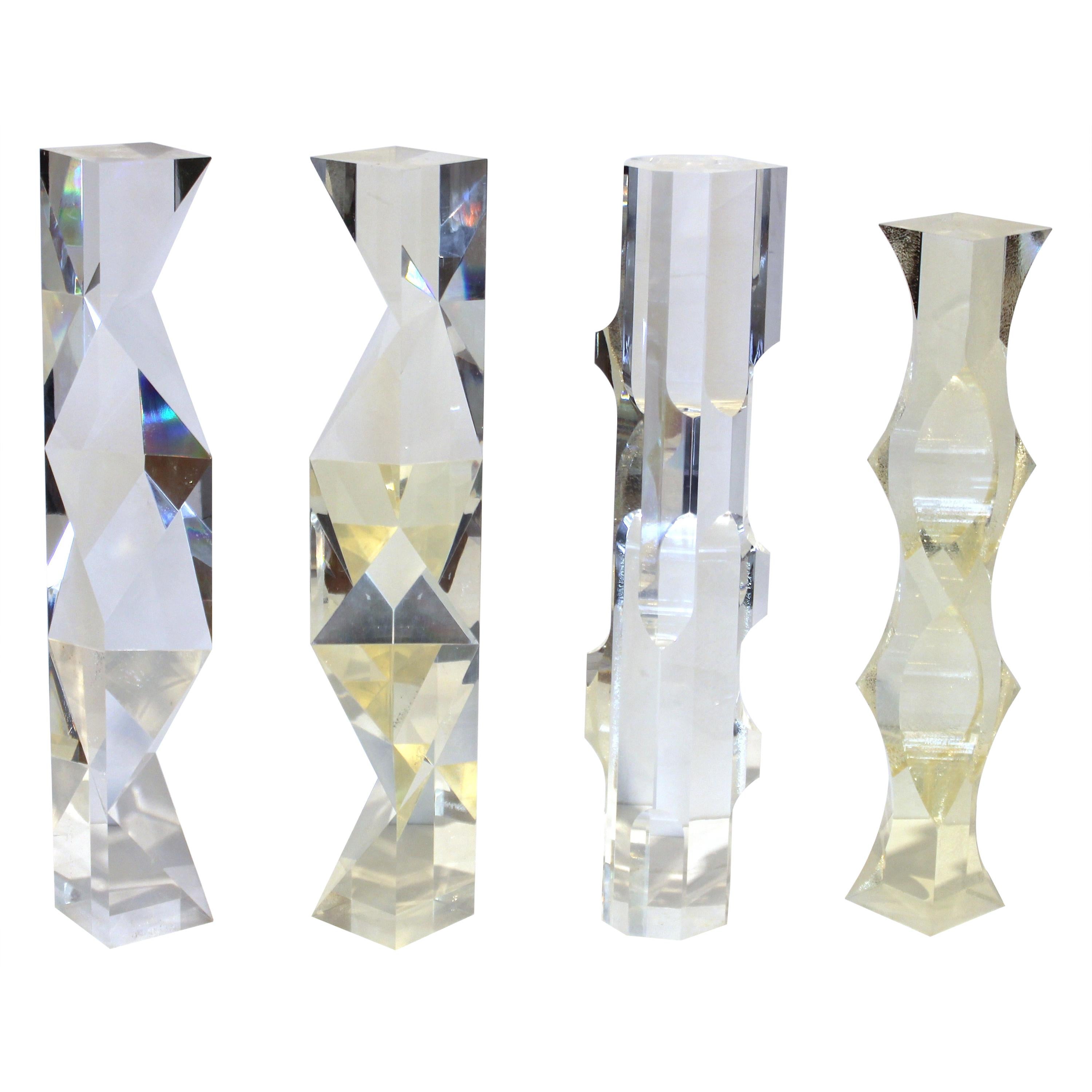 Alessio Tasca Italian Modern Abstract Lucite 'Fusina' Prism Sculptures For Sale