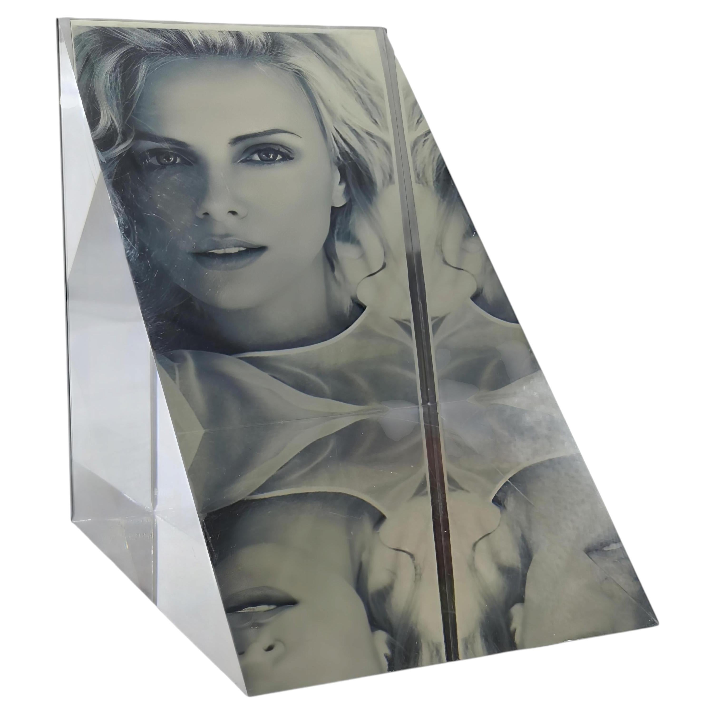 Alessio Tasca for Fusina: Lucite and Chrome-Plated Metal Photo Frame, Italy, 1970s For Sale