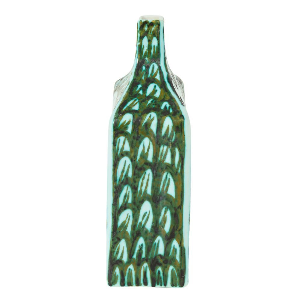 Alessio Tasca Raymor Vase, Ceramic, Green, White, Doves, Fish, Signed 1