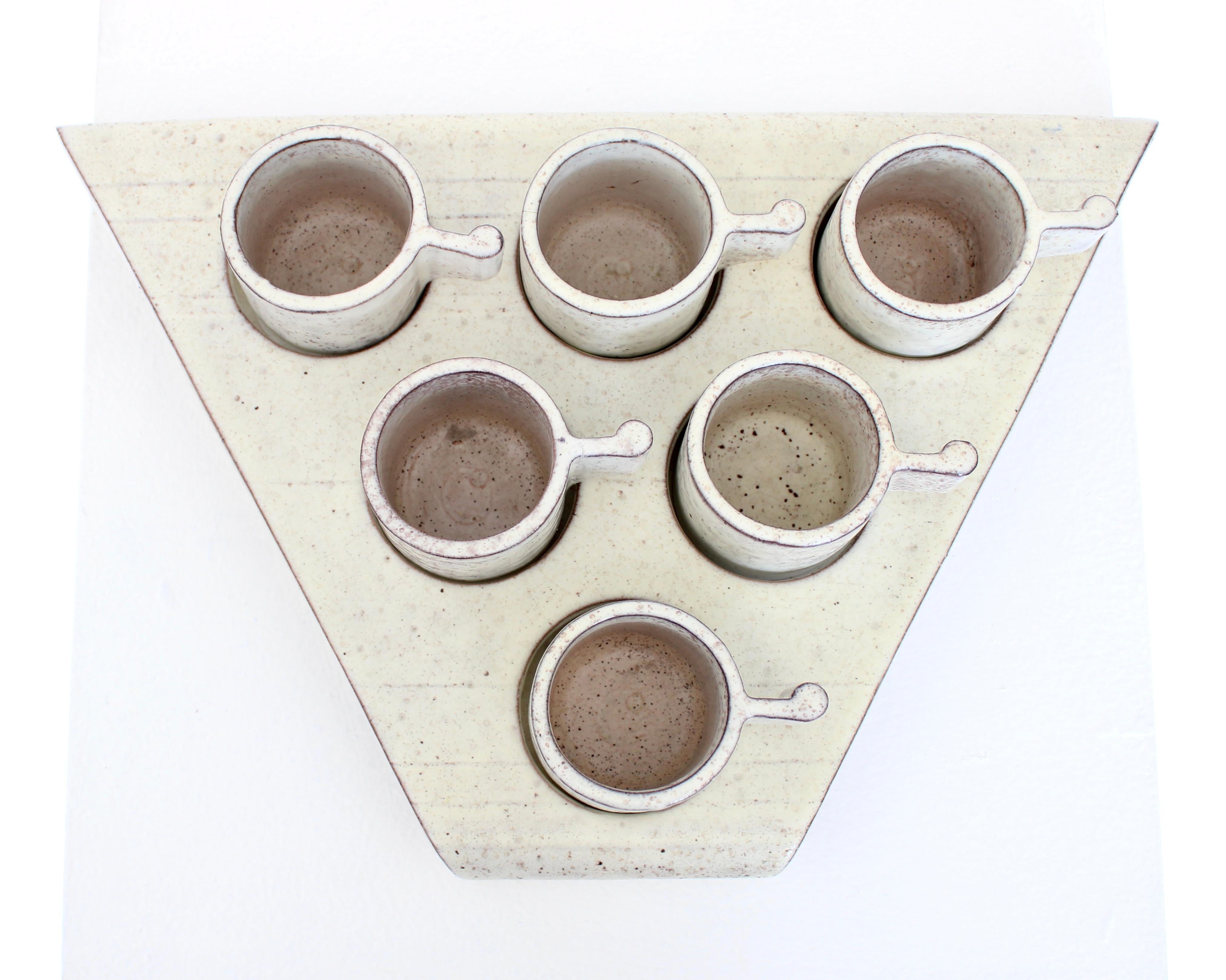 Mid-Century Modern Alessio Tasca Set of Six Espresso Cups and Tray c 1970 Nove, Italy