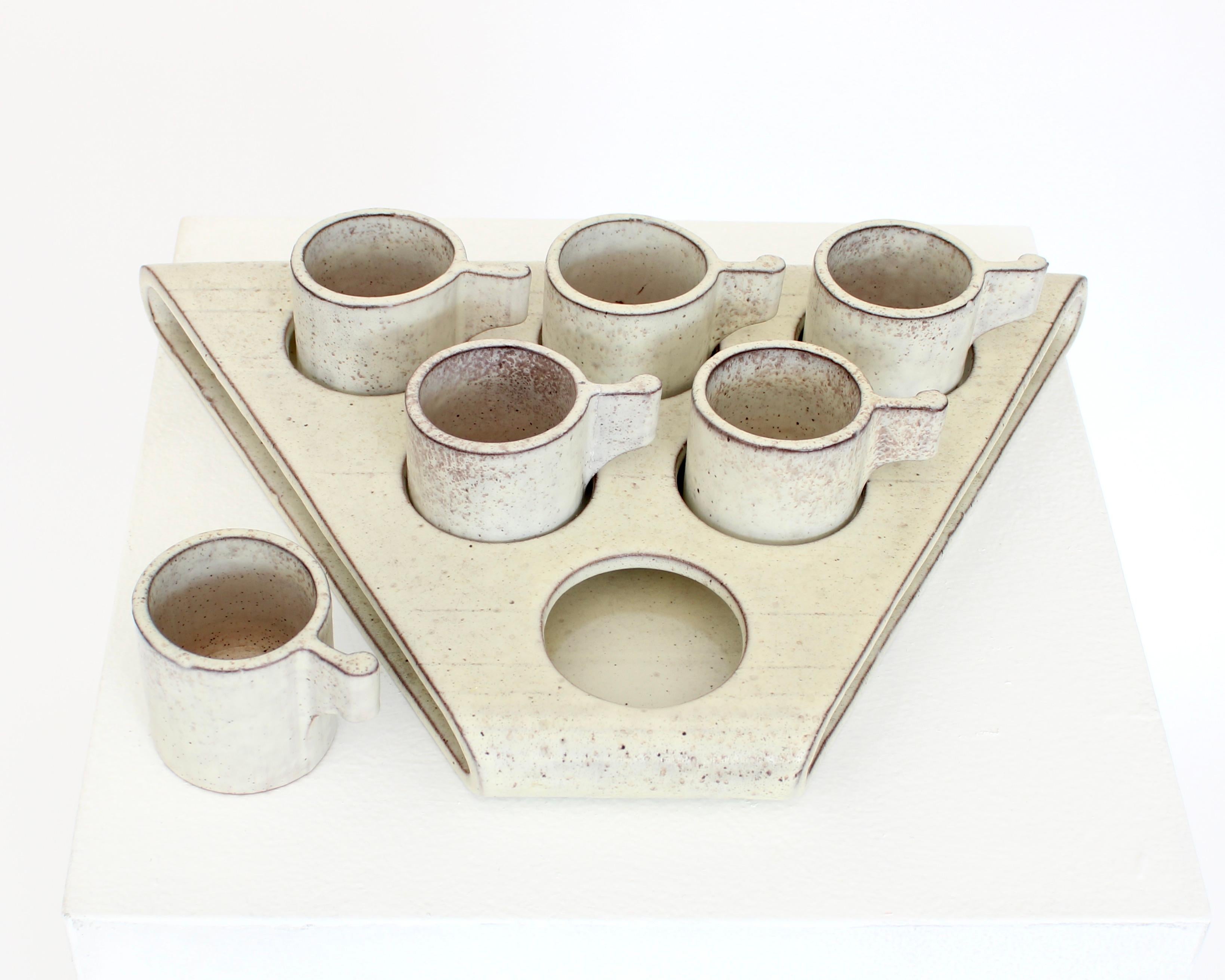 Italian Alessio Tasca Set of Six Espresso Cups and Tray c 1970 Nove, Italy