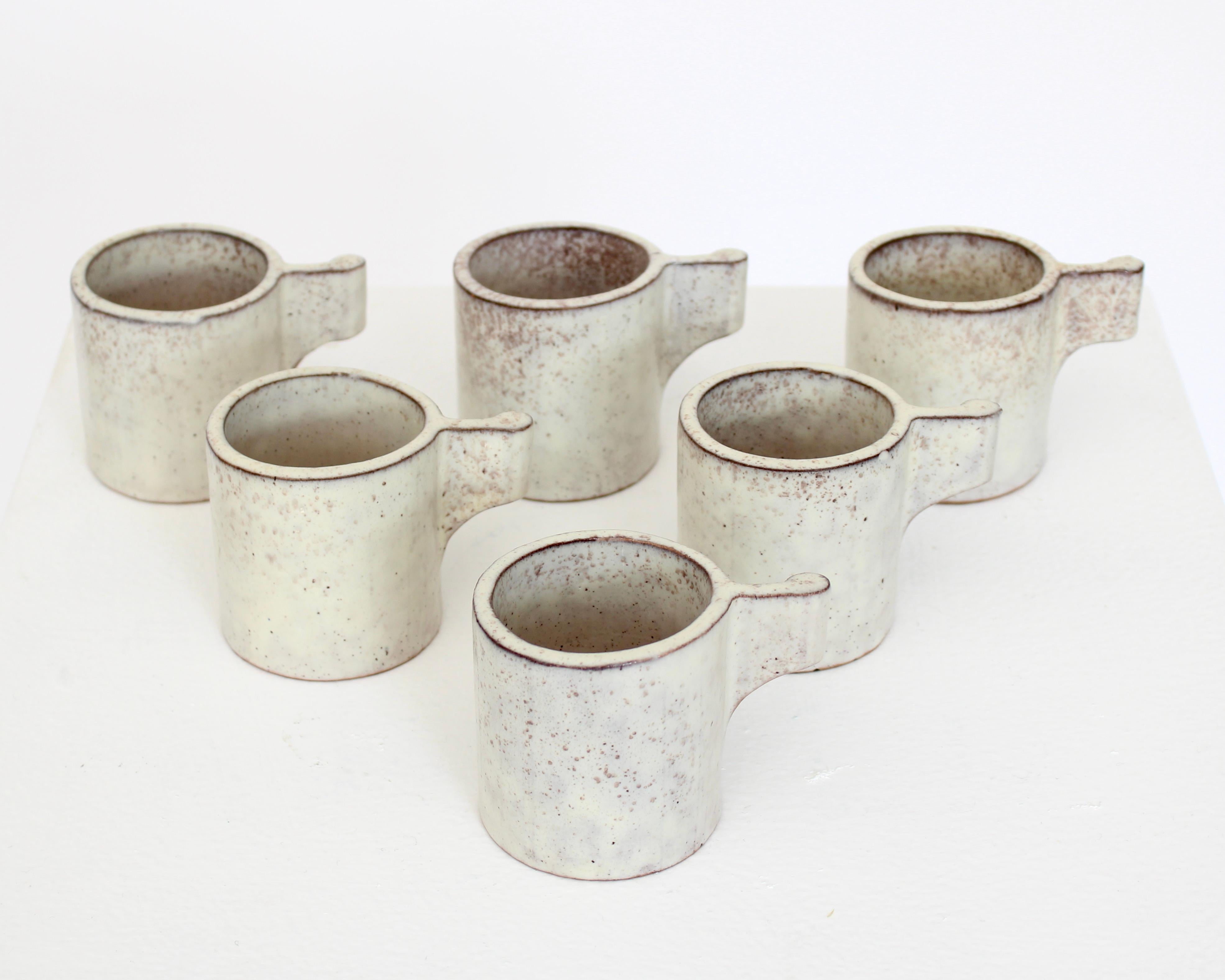 Ceramic Alessio Tasca Set of Six Espresso Cups and Tray c 1970 Nove, Italy