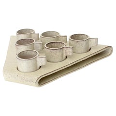 Vintage Alessio Tasca Set of Six Espresso Cups and Tray c 1970 Nove, Italy