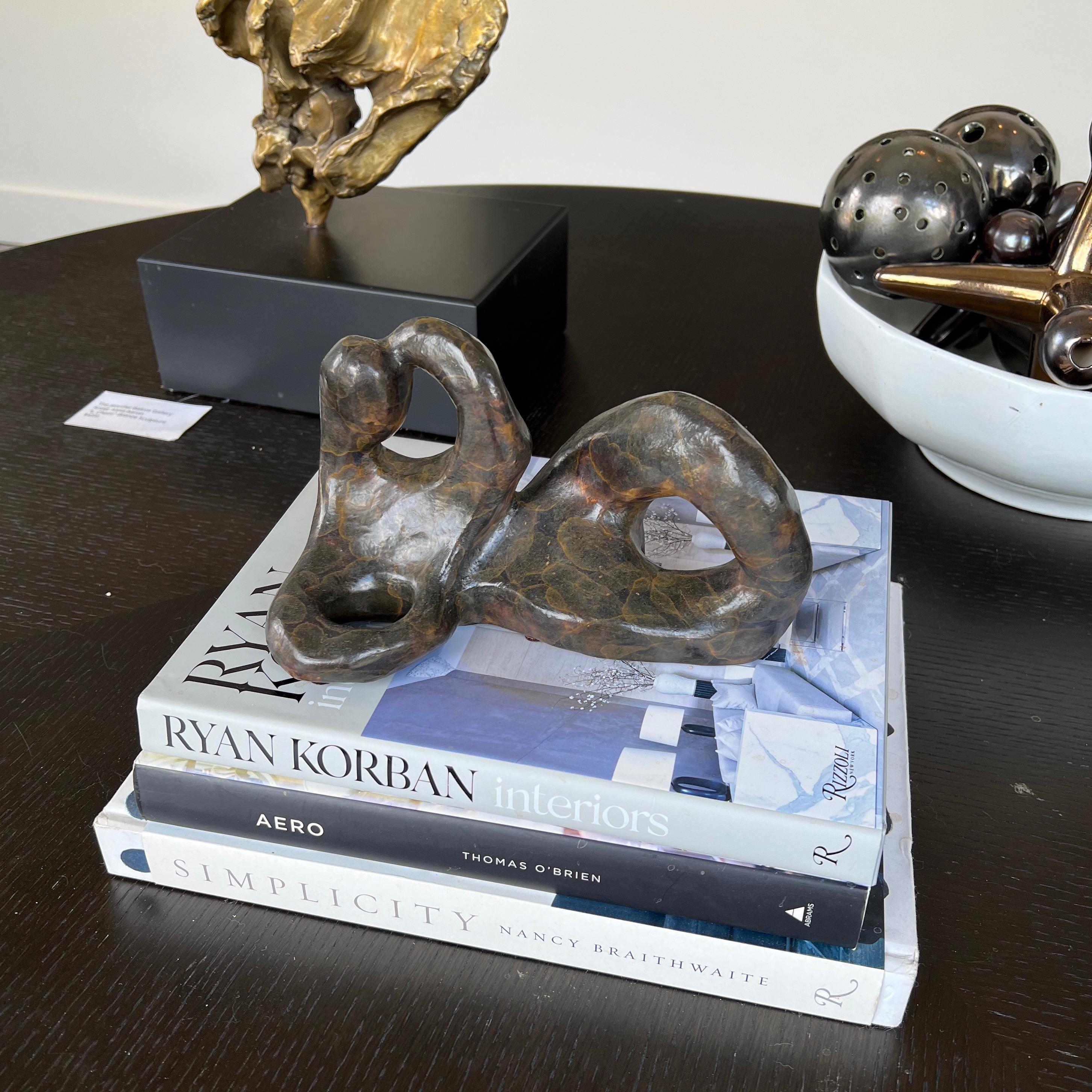 Bronze Contemporary Staute on Custom Base  - Abstract Sculpture by Aleta Aaron