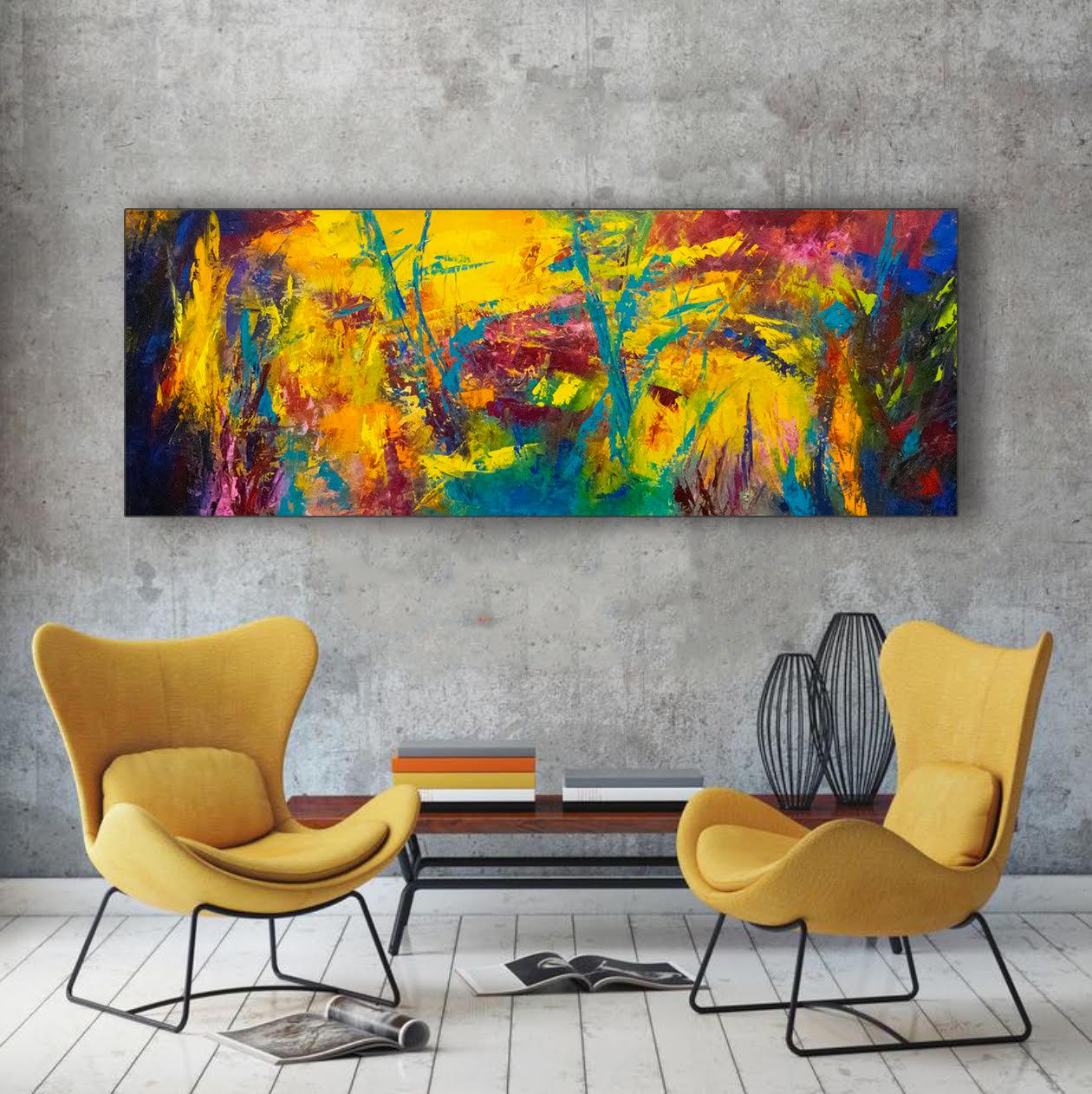 Caribbean Rhapsody - colors of the Caribbean create energy and movement - Painting by Aleta Pippin