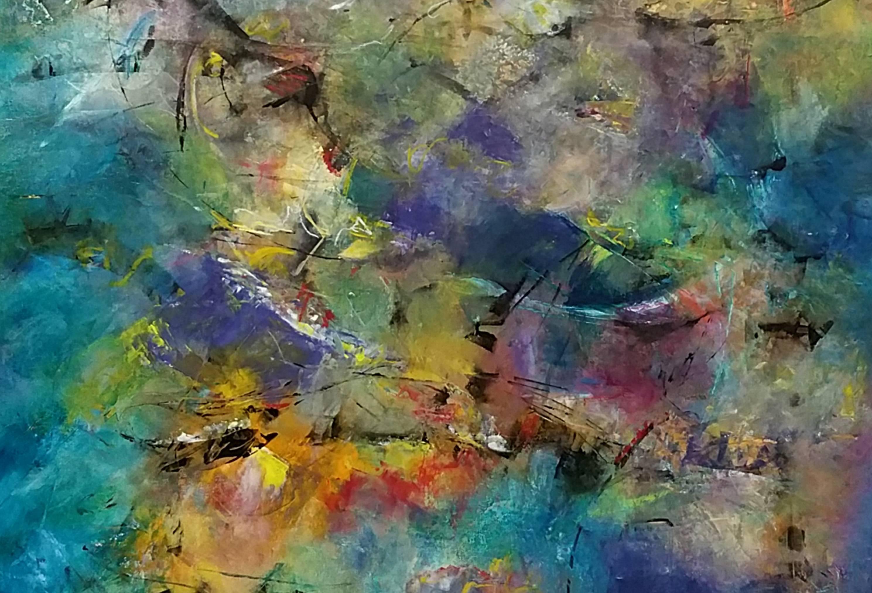 Energy Abounds - Gray Abstract Painting by Aleta Pippin