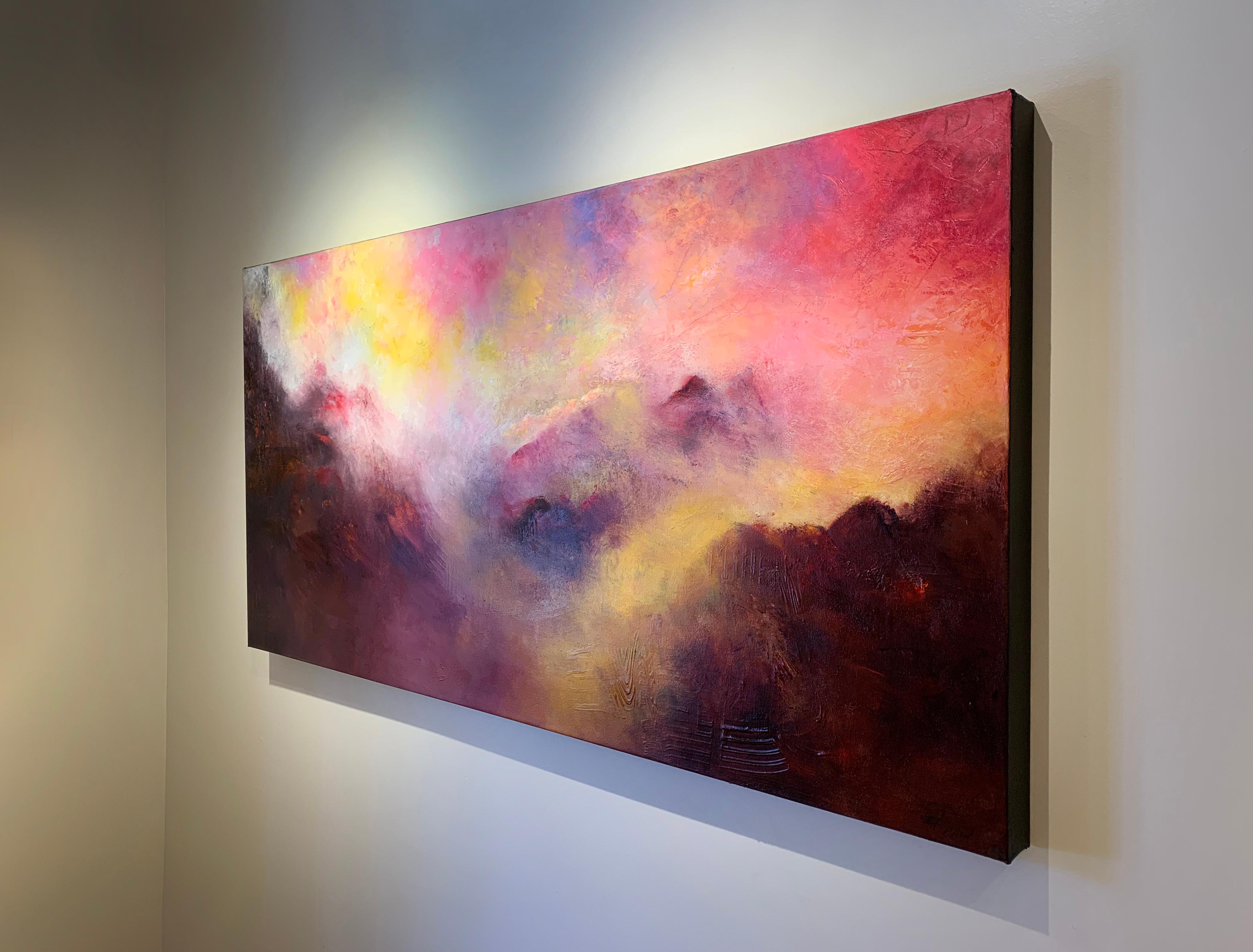 Nature's Glow - a sense of mystery shrouds this mountain landscape - Painting by Aleta Pippin