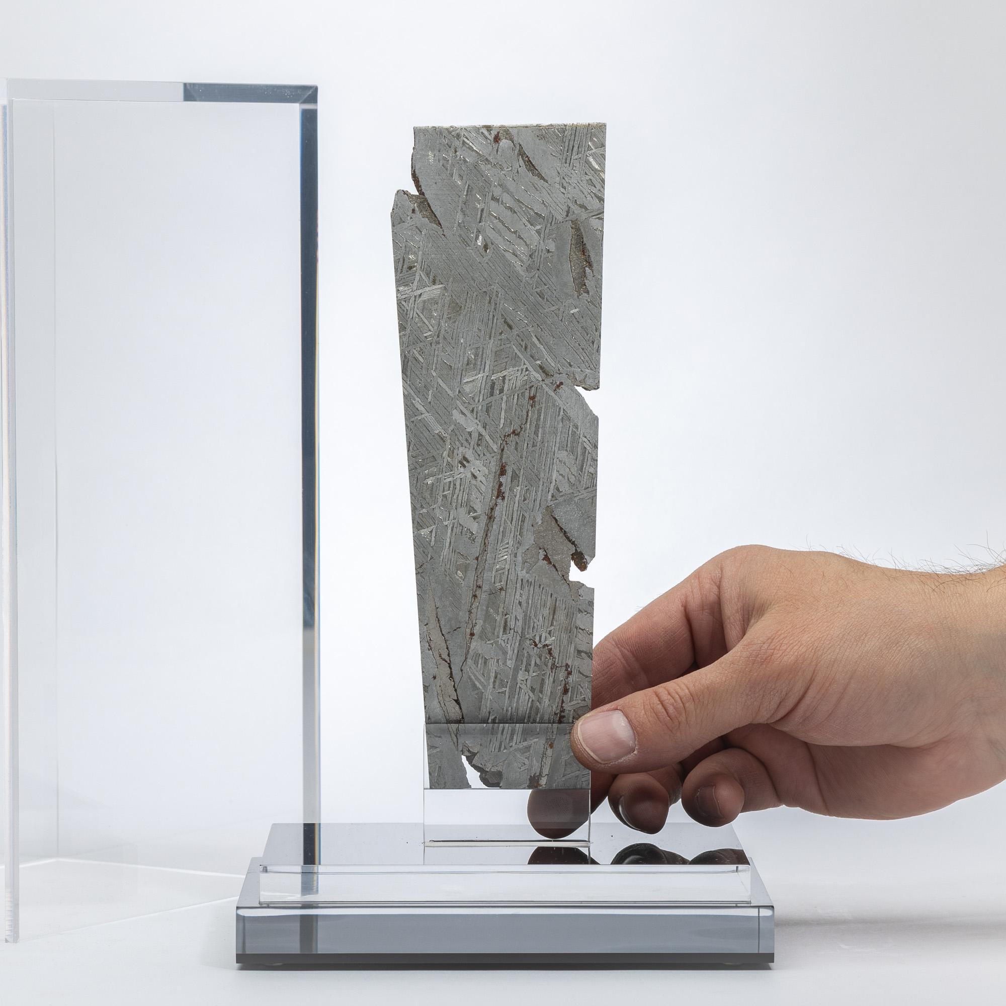 Aletai Meteorite Fragment Mounted in a Custom Acrylic Display Box For Sale 2