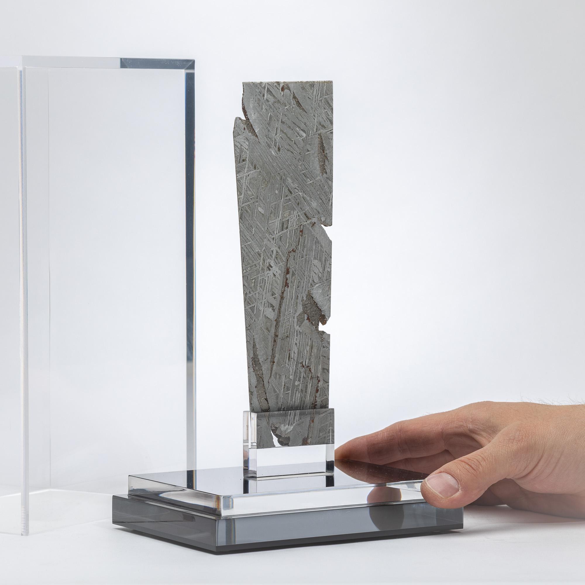 Aletai Meteorite Fragment Mounted in a Custom Acrylic Display Box For Sale 3