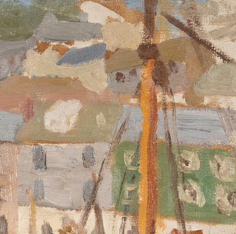 Alethea Garstin 1894-1978
Hafen von Newlyn, 1930, ca.
Öl auf Leinwand auf Karton aufgezogen
40.6 x 30.5 cm
16 x 12 Zoll

Alethea wurde in Penzance als Tochter des bekannten Malers Norman Garstin geboren. Mit 16 Jahren begann sie zu malen, und mit 18