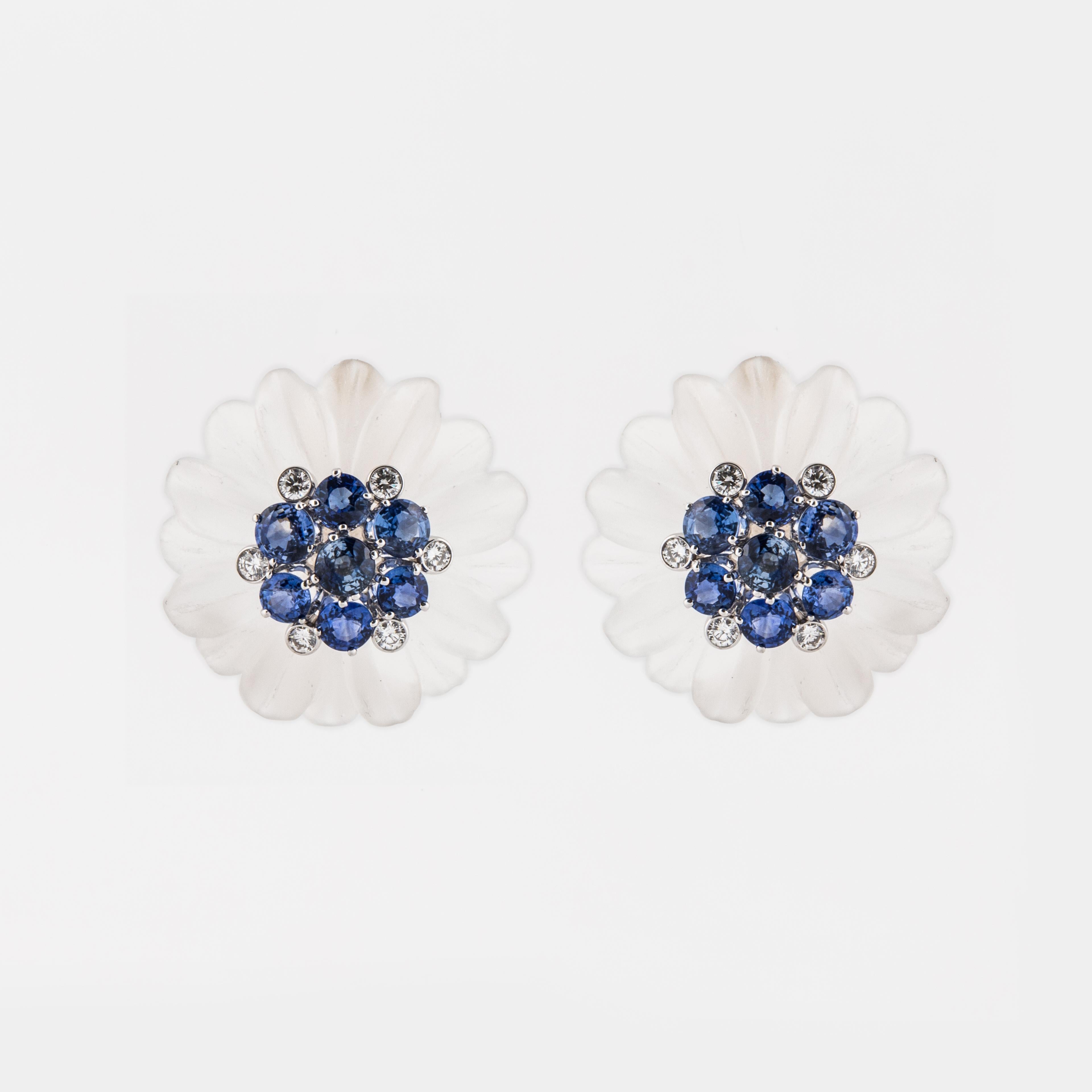 Women's or Men's Aletto Bros. Rock Crystal Flower Earrings