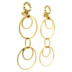 Boucles d'oreilles pendantes à longs liens en or 18K d'Aletto Brothers, Italie, Circa 1980