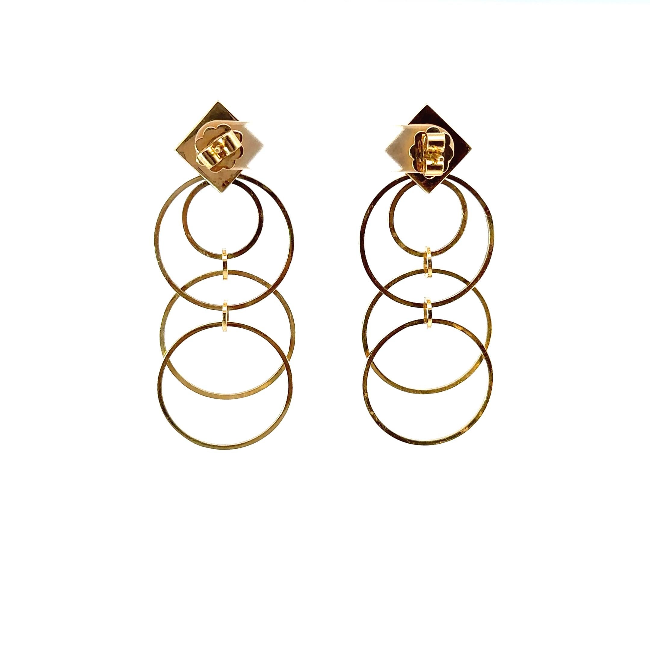 Taglio rotondo Aletto Brothers Orecchini Geometrici Multi Looping in Oro Giallo 18K e Diamanti in vendita